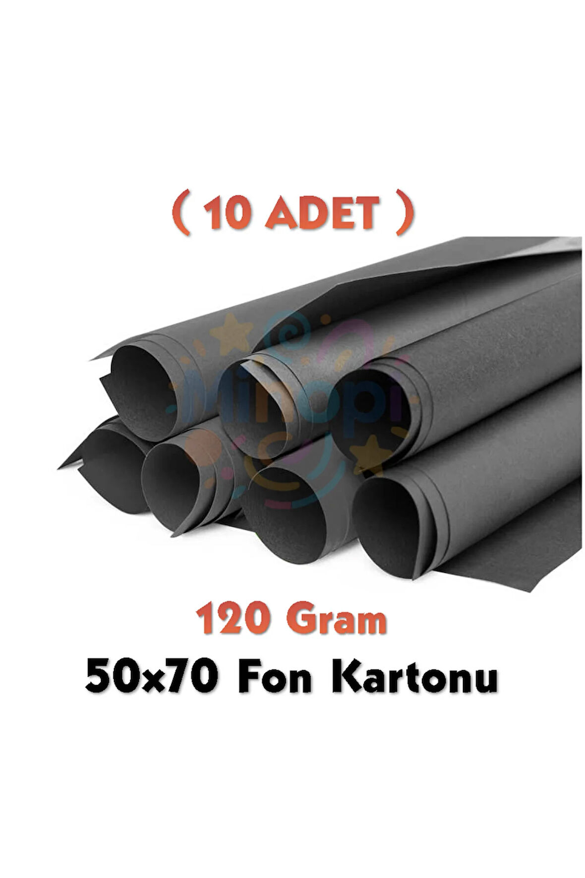 Siyah Fon Kartonu 50x70 cm 10'lu Paket 120 gr Renkli Fon Kartonu