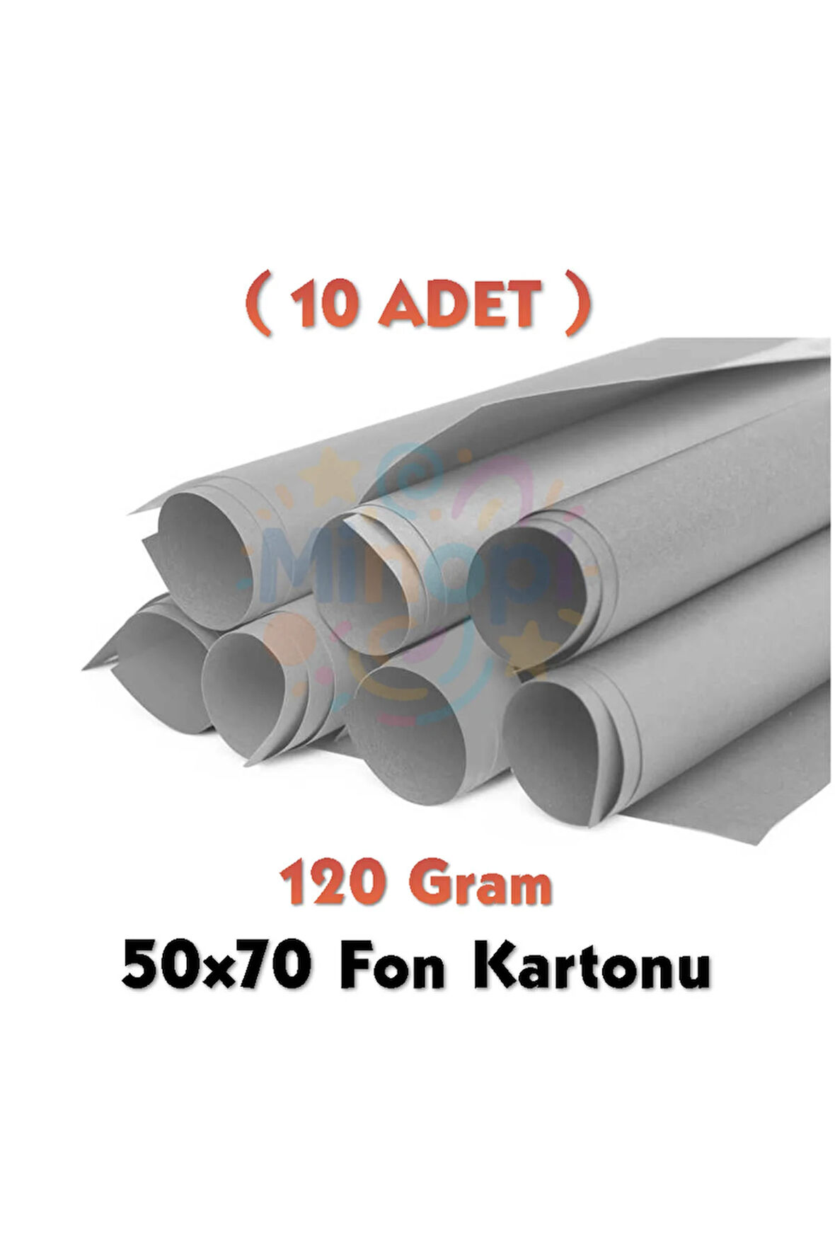 Gri Fon Kartonu 50x70 cm 10'lu Paket 120 gr Renkli Fon Kartonu