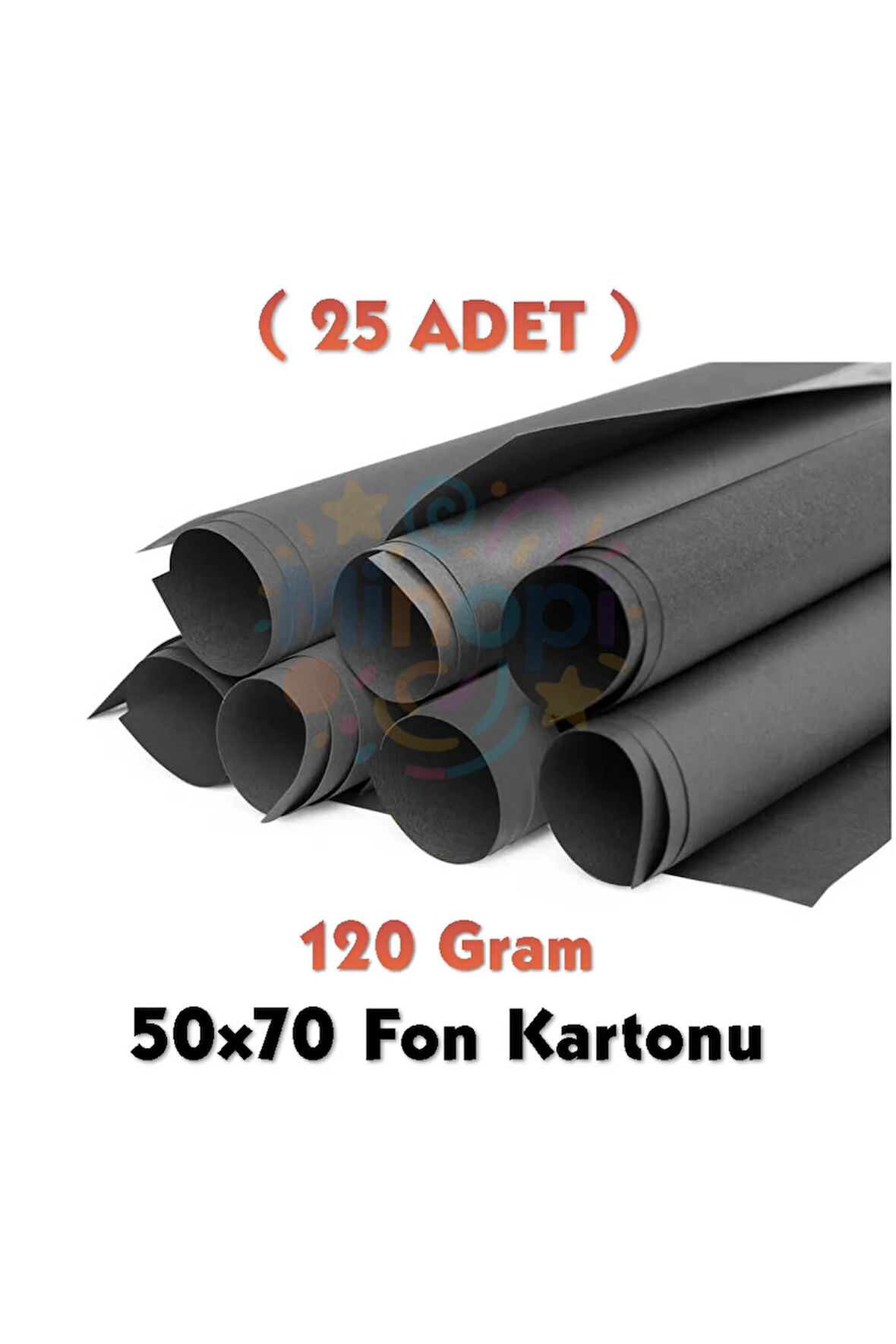 Siyah Fon Kartonu 50x70 cm 25'li Paket 120 gr Renkli Fon Kartonu