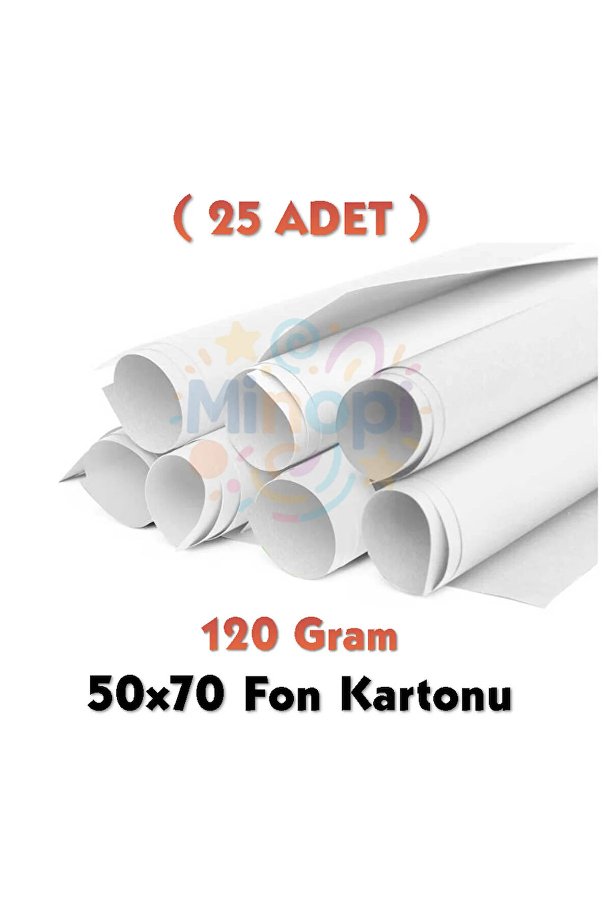 Beyaz Fon Kartonu 50x70 cm 25'li Paket 120 gr Renkli Fon Kartonu