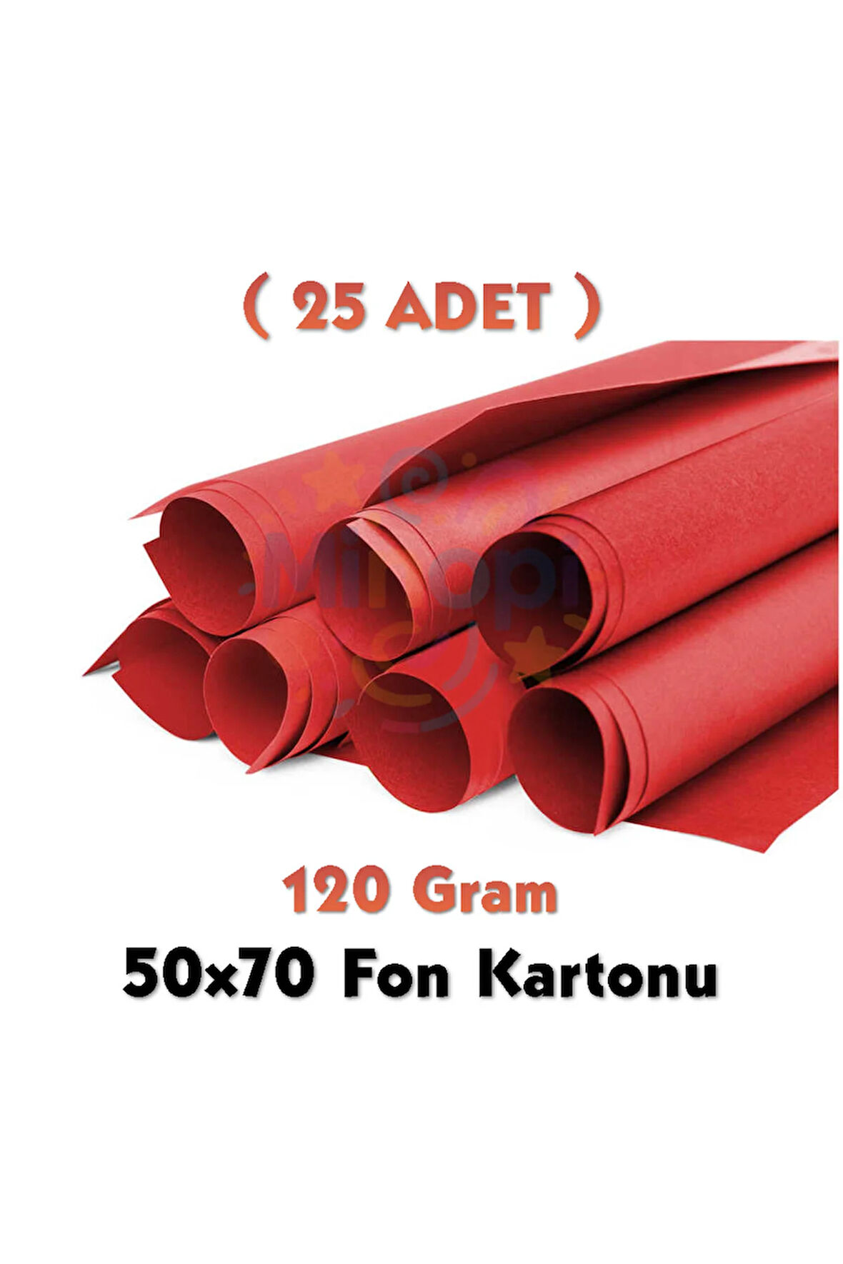 Kırmızı Fon Kartonu 50x70 cm 25'li Paket 120 gr Renkli Fon Kartonu