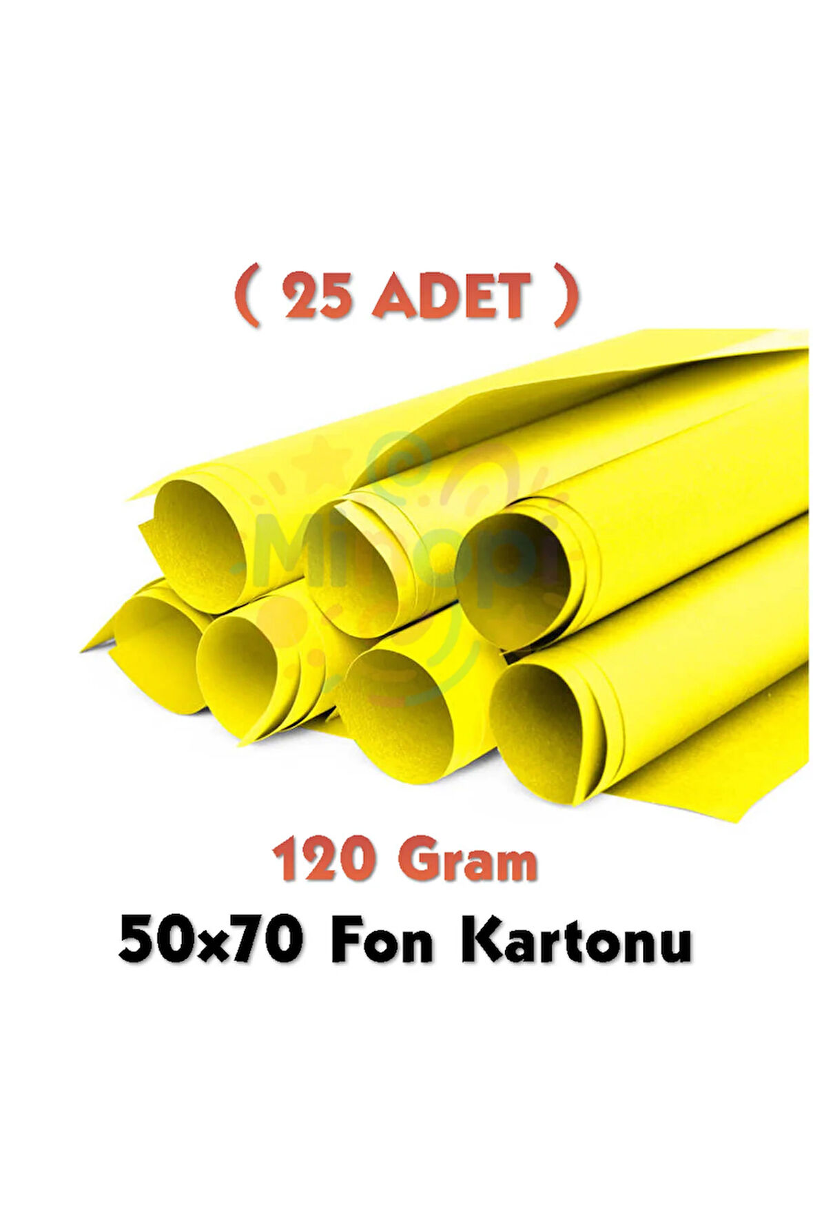 Sarı Fon Kartonu 50x70 cm 25'li Paket 120 gr Renkli Fon Kartonu