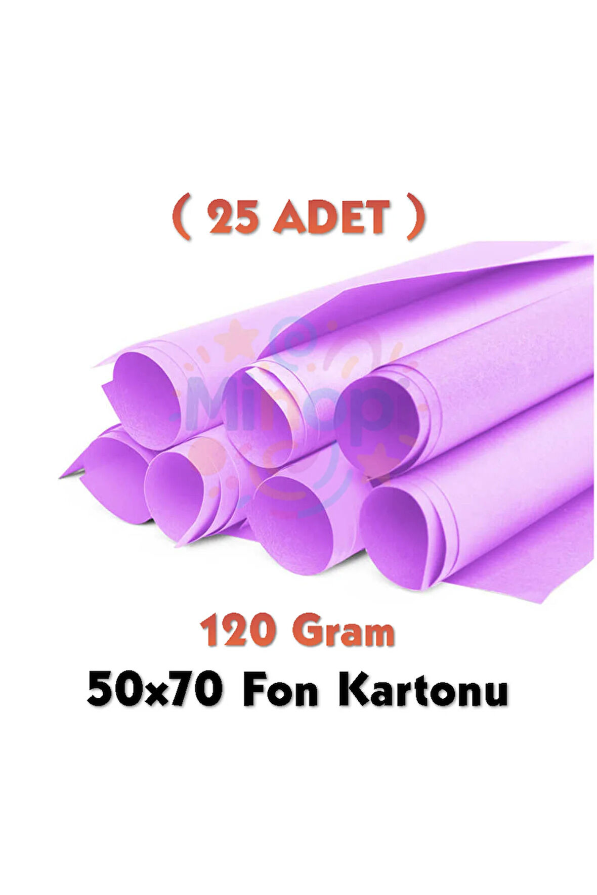 Lila Fon Kartonu 50x70 cm 25'li Paket 120 gr Renkli Fon Kartonu