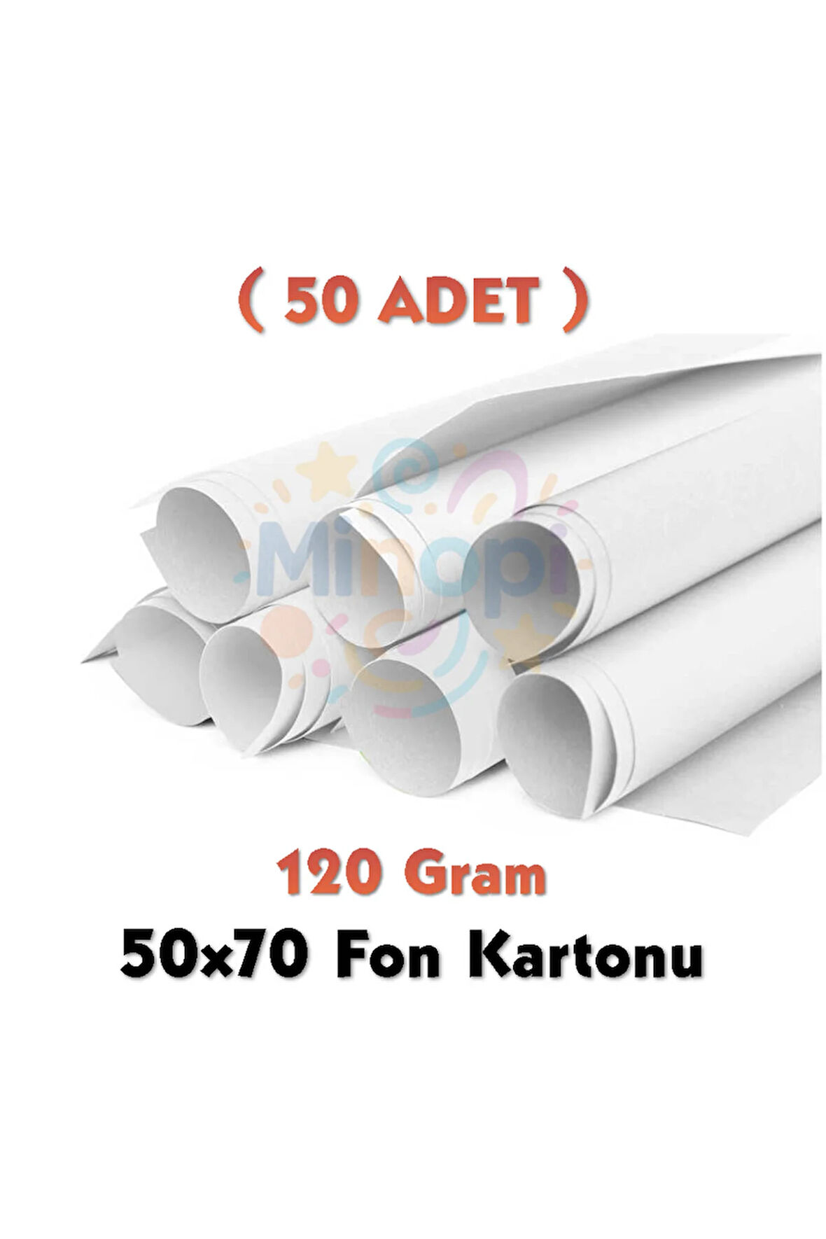 Beyaz Fon Kartonu 50x70 cm 50'li Paket 120 gr Renkli Fon Kartonu