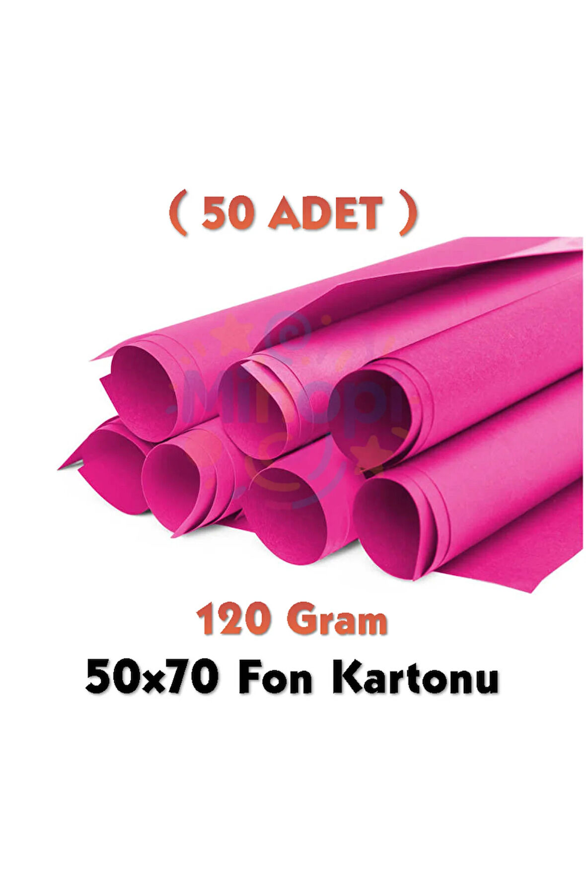 Fuşya - Koyu Pembe Fon Kartonu 50x70 cm 50'li Paket 120 gr Renkli Fon Kartonu
