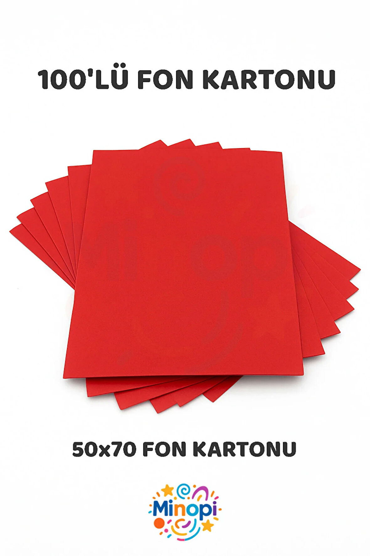 Kırmızı Fon Kartonu 50x70 cm 100'lü Paket Renkli Fon Kartonu Kalın Büyük Boy