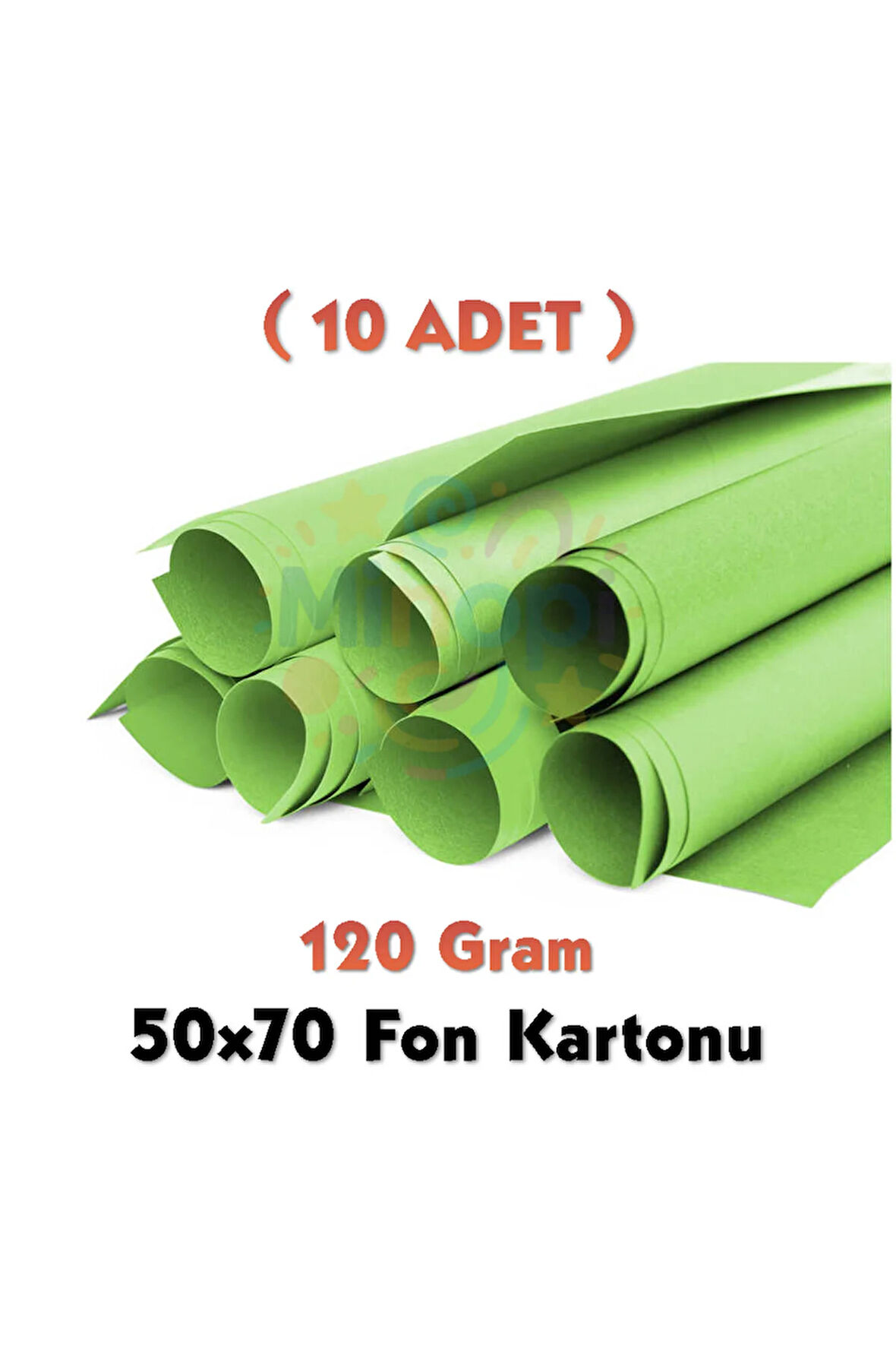 Açık Yeşil Fon Kartonu 50x70 cm 10'lu Paket 120 gr Renkli Fon Kartonu