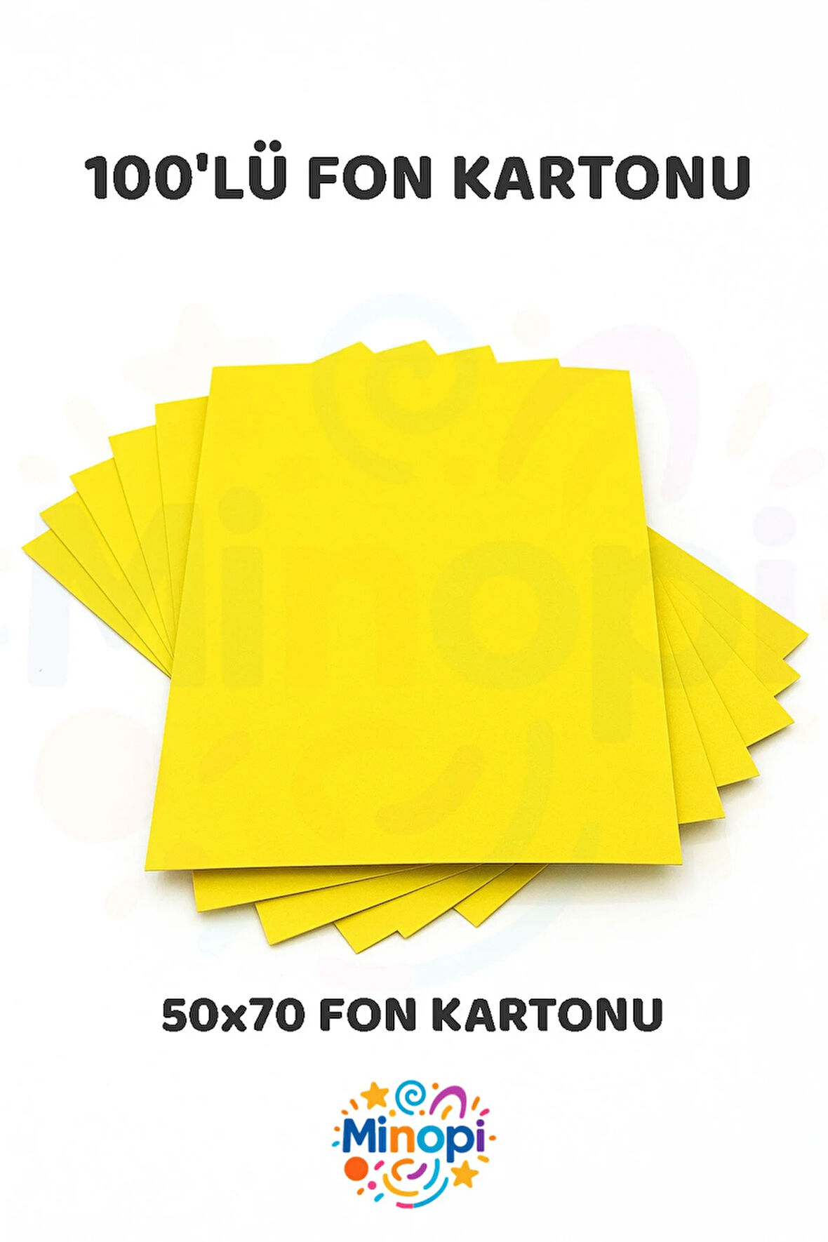 Sarı Fon Kartonu 50x70 cm 100'lü Paket Renkli Fon Kartonu Kalın Büyük Boy