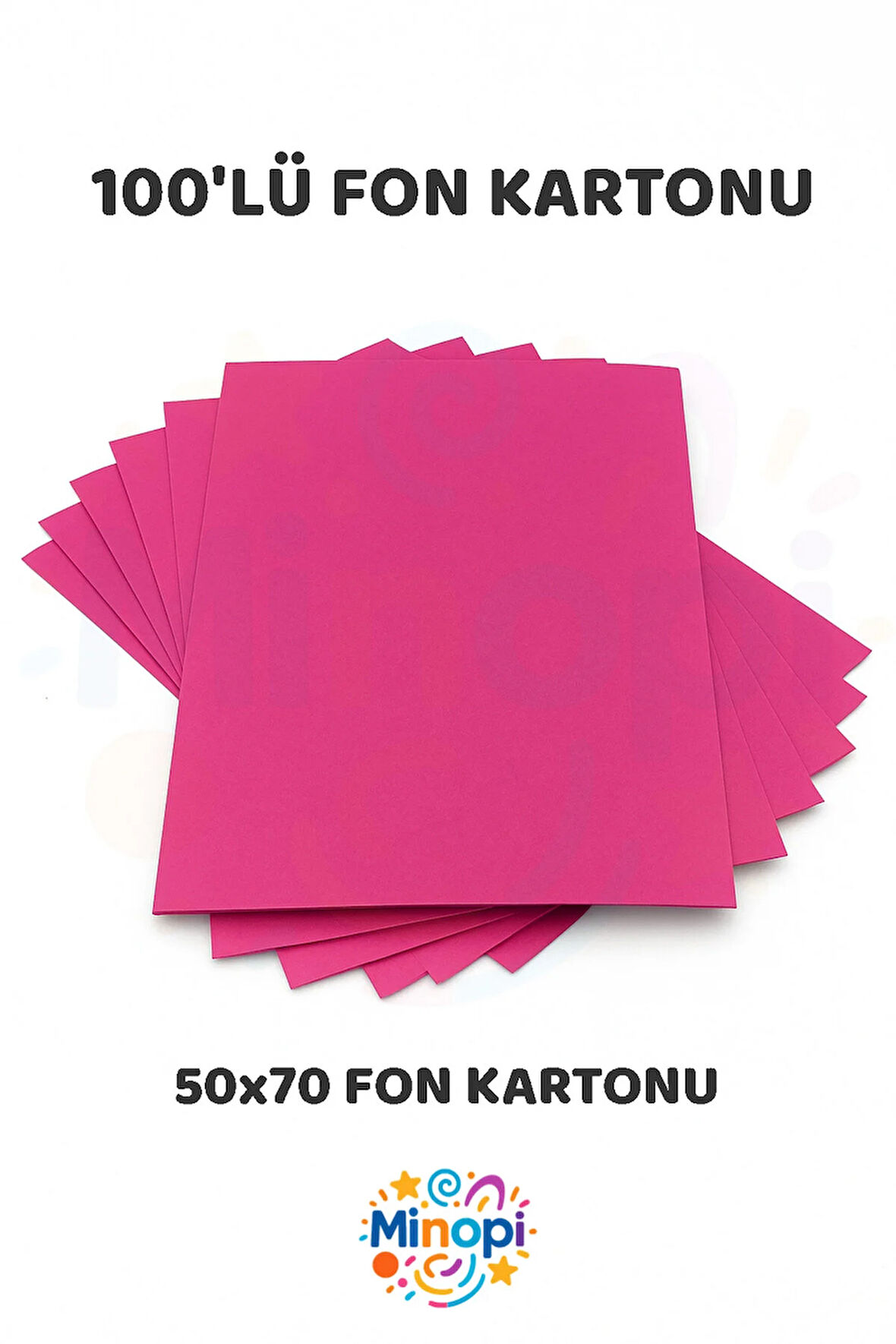 Açık Pembe Fon Kartonu 50x70 cm 100'lü Paket Renkli Fon Kartonu Büyük Boy