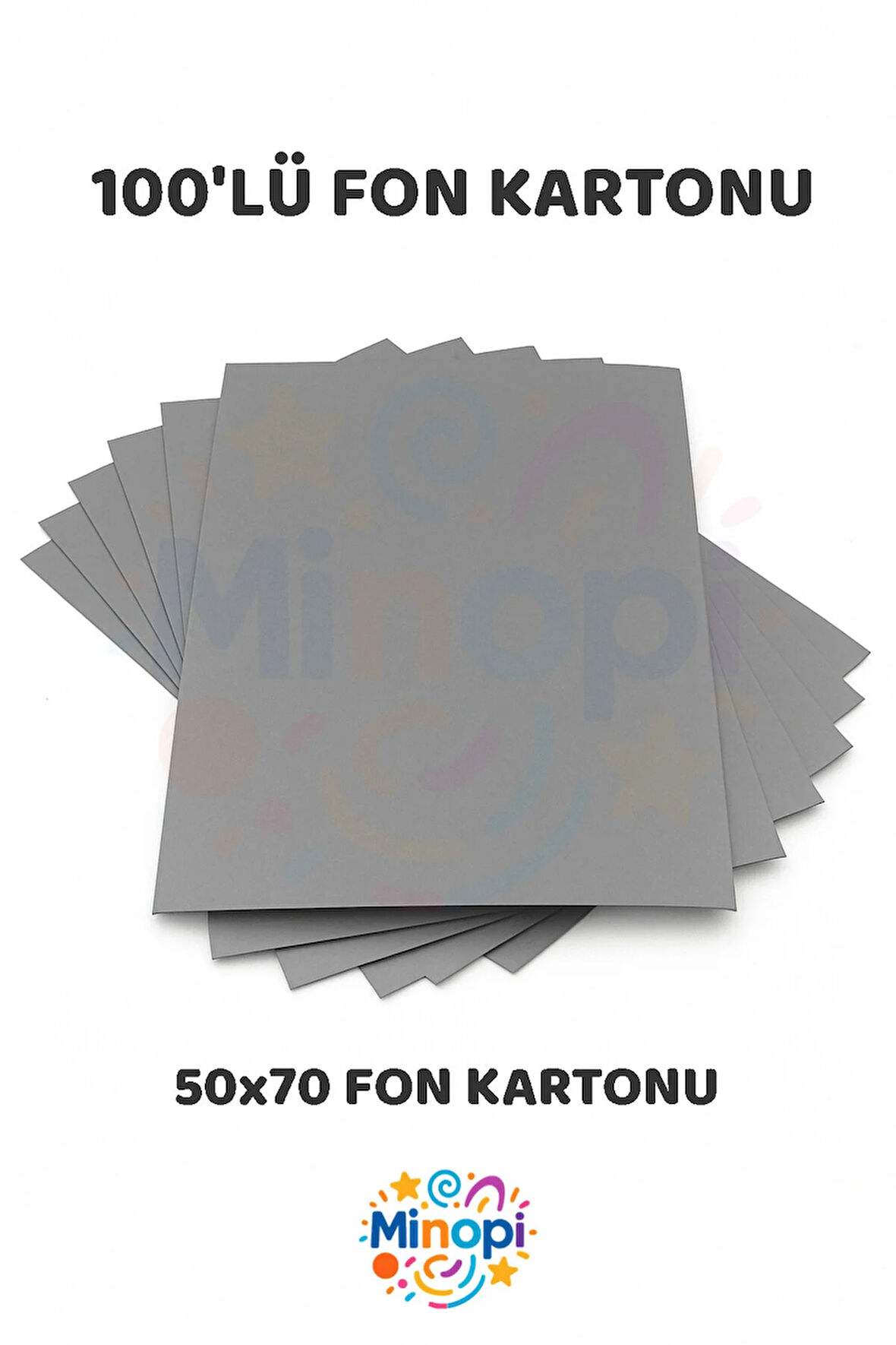 Gri Fon Kartonu 50x70 cm 100'lü Paket Renkli Fon Kartonu Kalın Büyük Boy