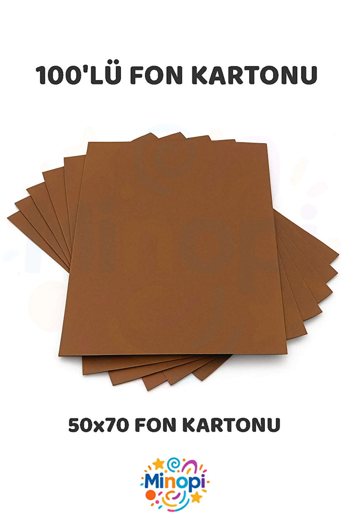 Kahverengi Fon Kartonu 50x70 cm 100'lü Paket Renkli Fon Kartonu Kalın Büyük Boy