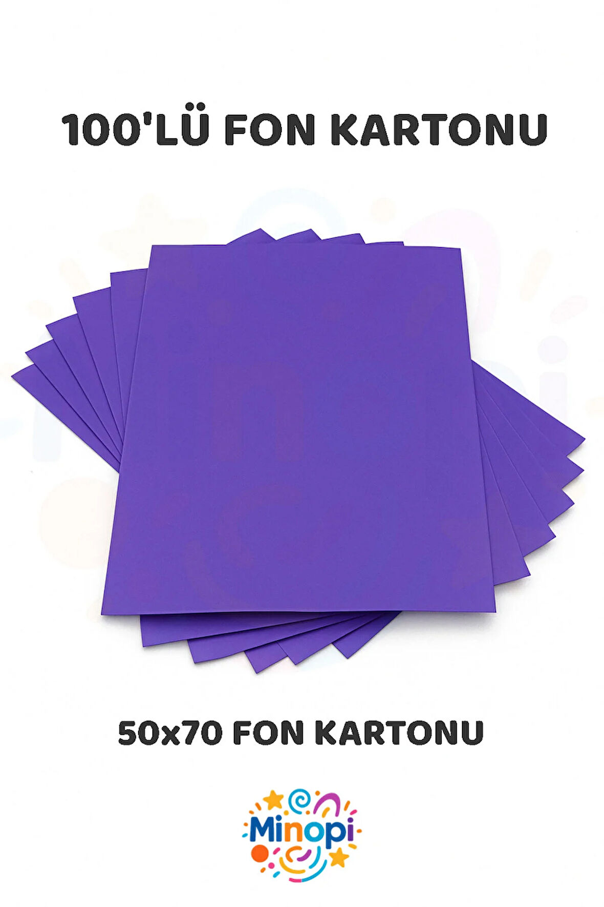 Mor Fon Kartonu 50x70 cm 100'lü Paket Renkli Fon Kartonu Kalın Büyük Boy