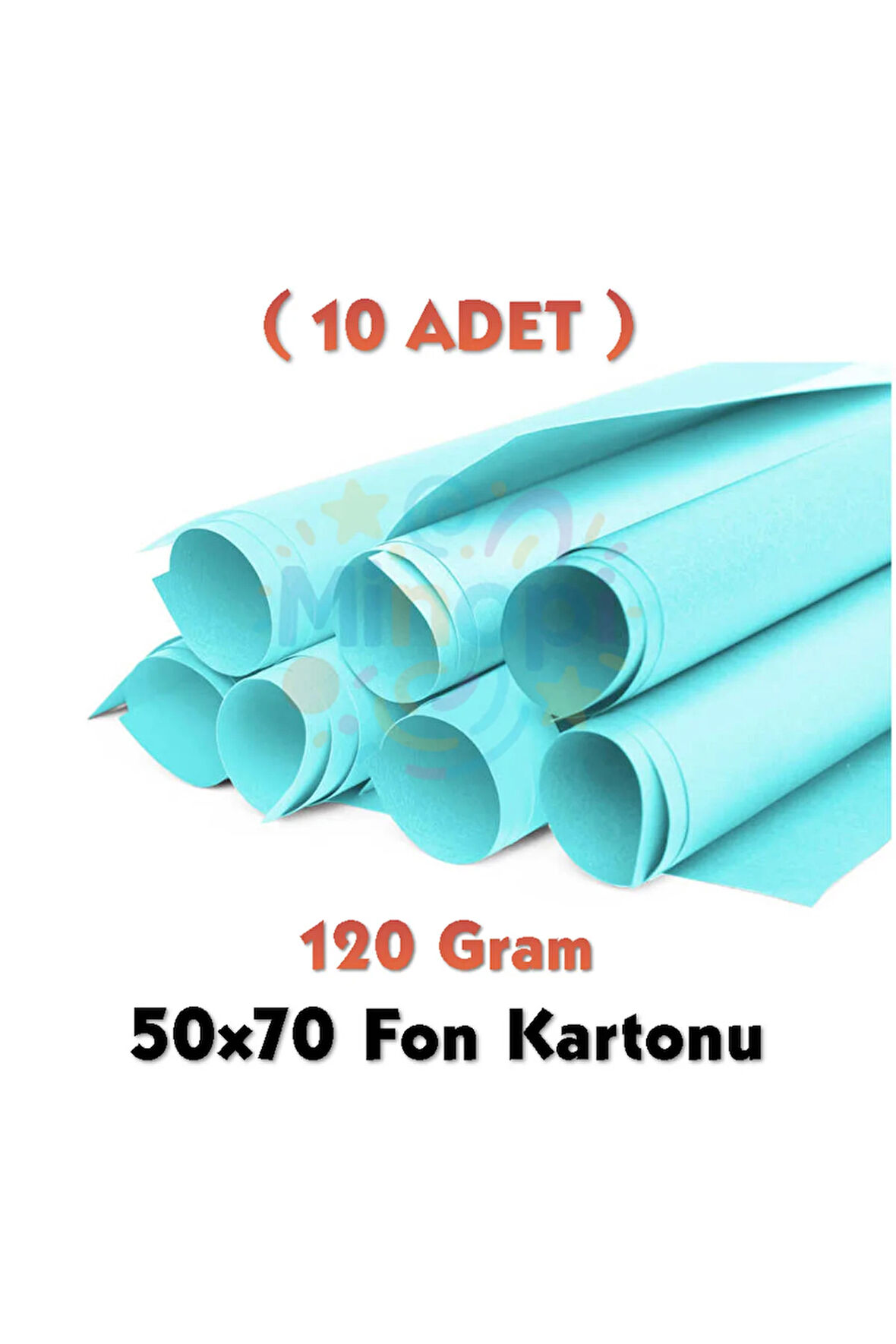 Açık Mavi Fon Kartonu 50x70 cm 10'lu Paket 120 gr Renkli Fon Kartonu