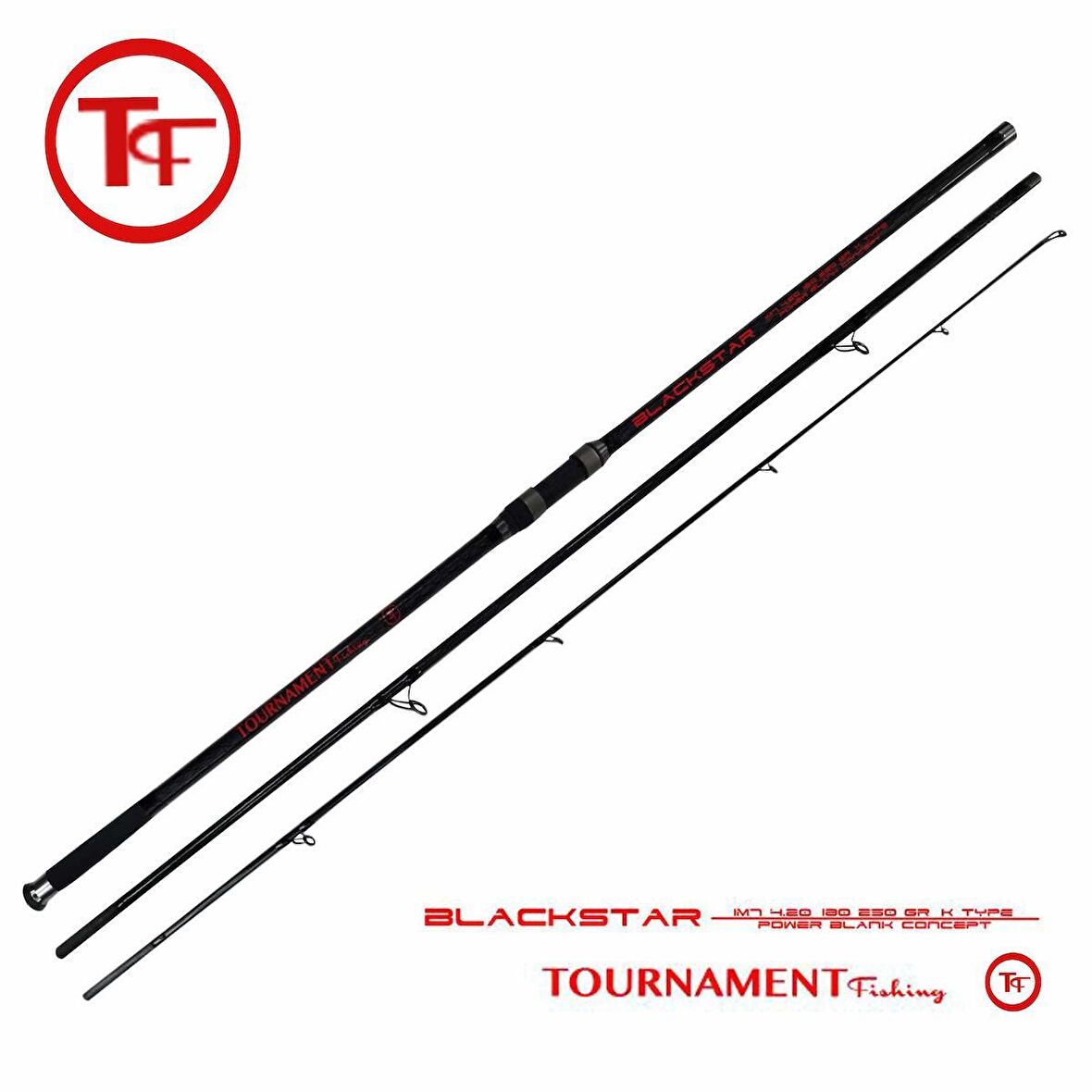 Tournament fishing BlackStar 4.20 Mt  IM7 Power blank concept 180-250gr atarlı 3 Parça Surf Olta Kamışı