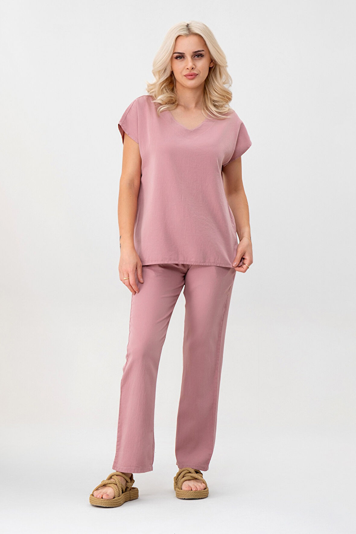 BOLD & YOUNG Kadın Günlük Düşük Kollu Pamuklu Tişört