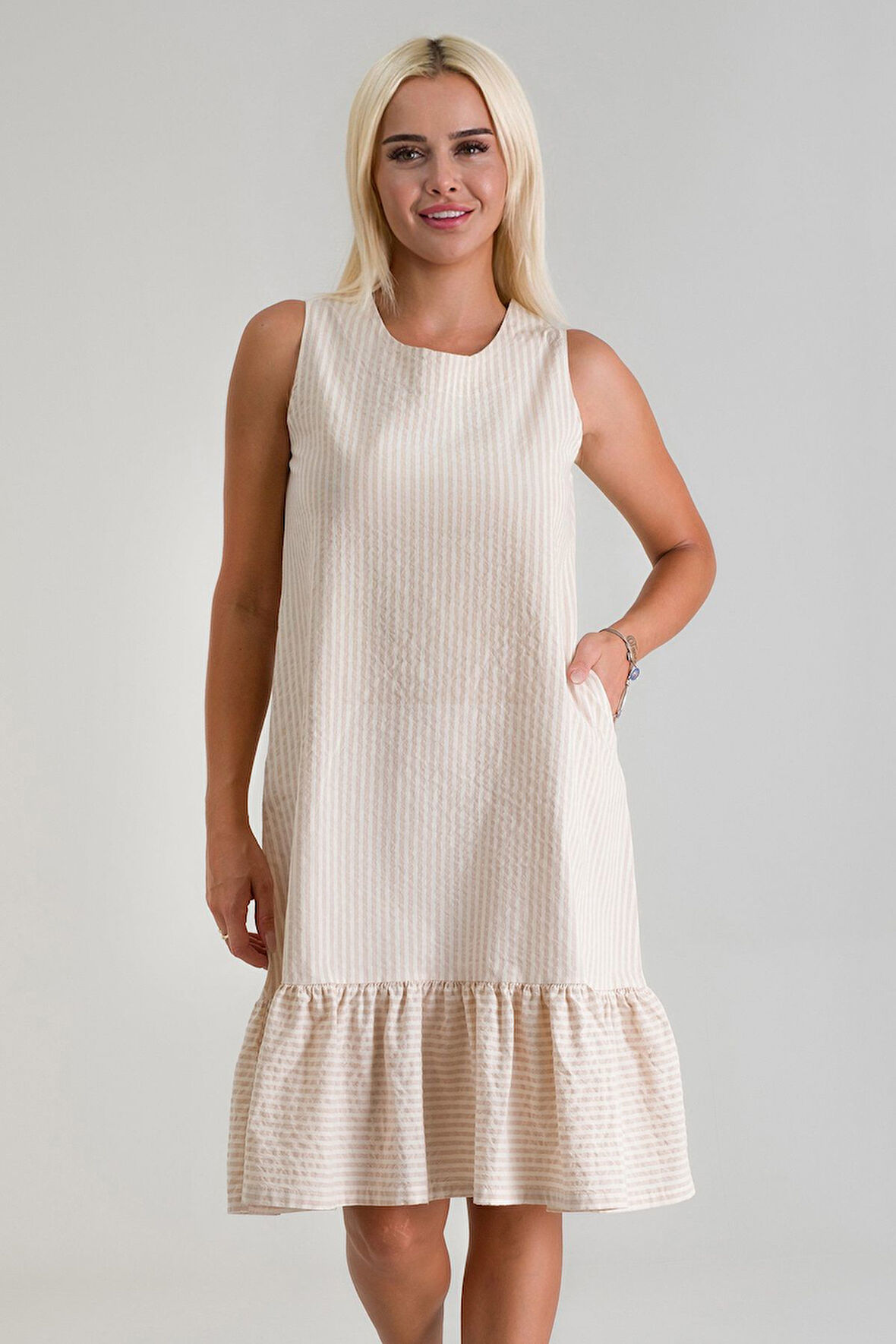 Bold & Young Cepli Kolsuz Pamuklu Dokuma Elbise