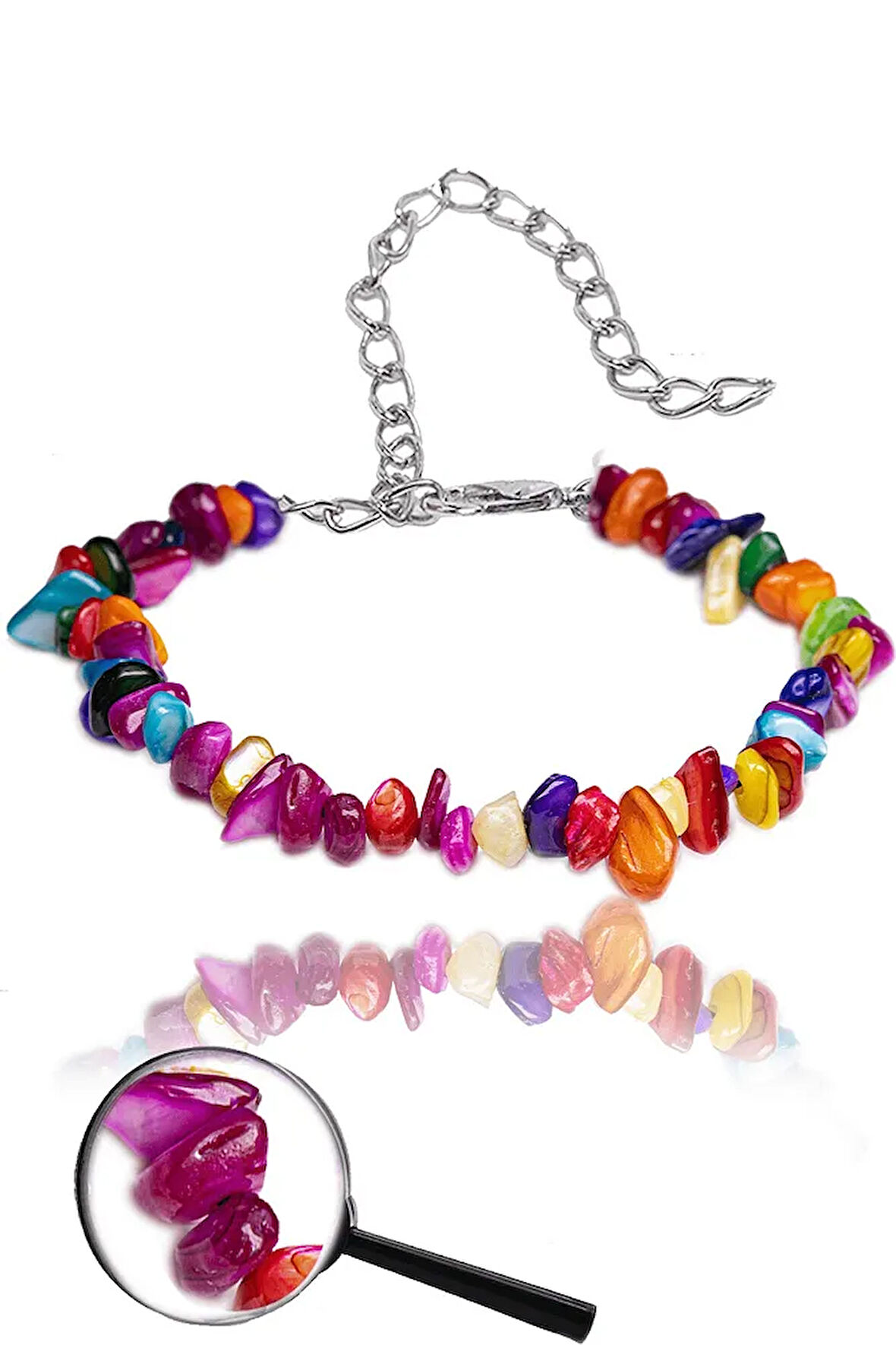 Sertifikalı Renkli Sedef Kırık Doğal Taşlı Bileklik 1.kalite (ABD)