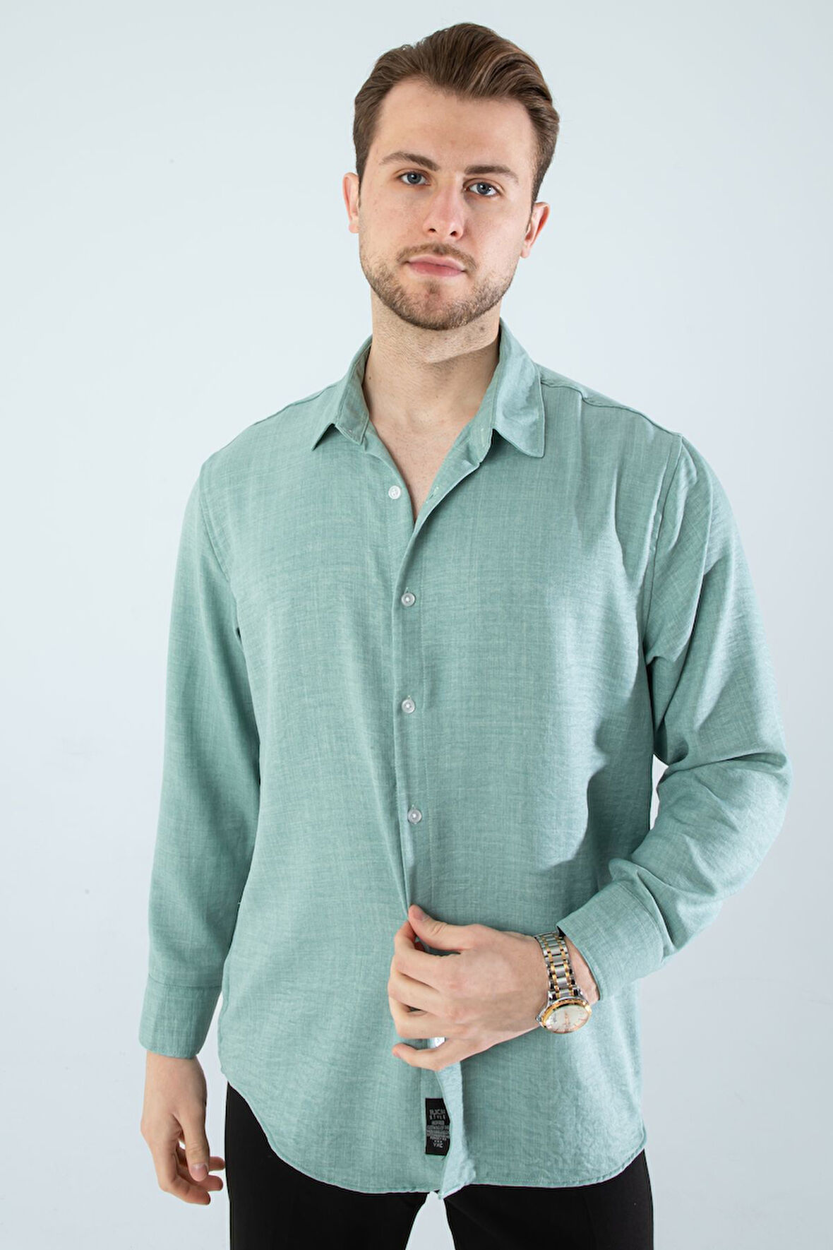  Mevsimlik Keten Dokulu Uzun Kollu Oversize Erkek Gömlek(ÜRÜN GENİŞ KALIPDIR)