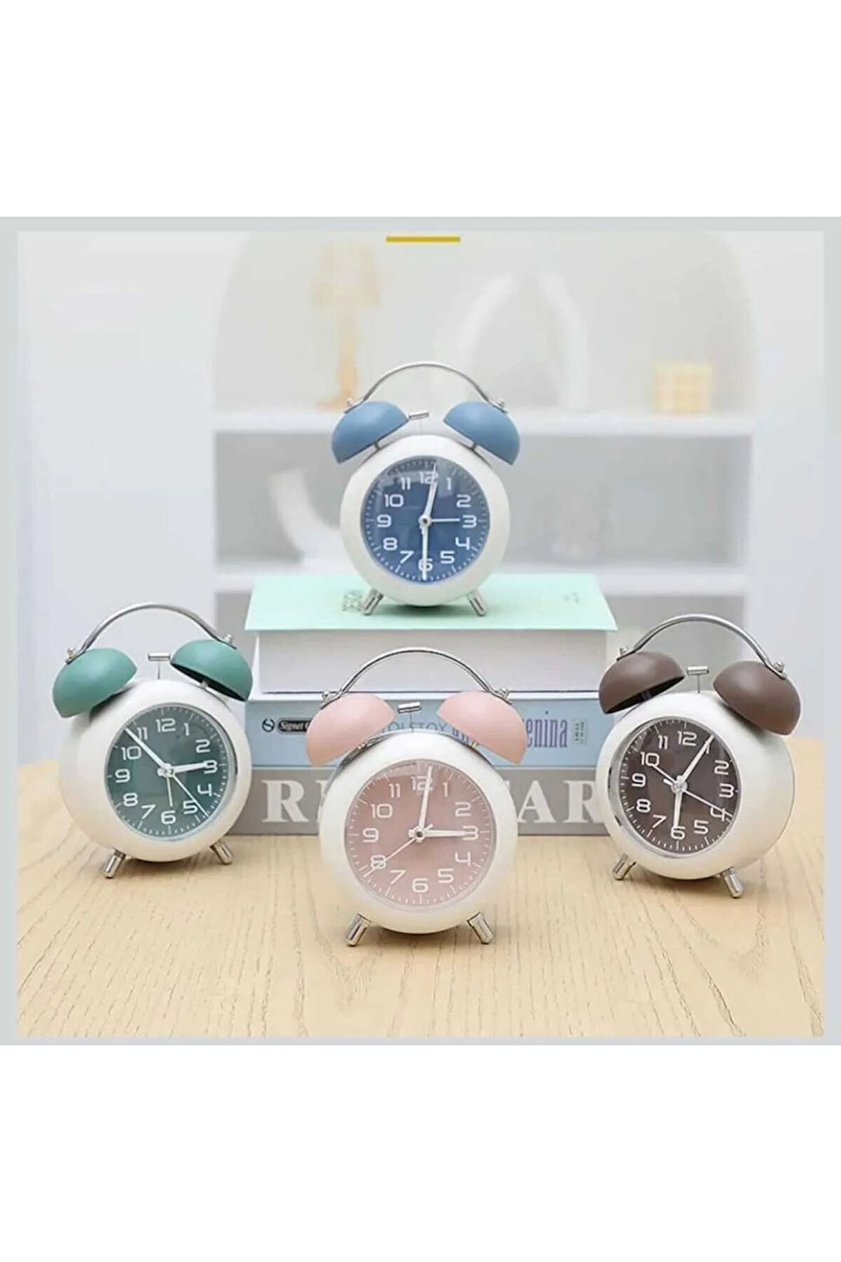 Başucu Çalar Saatler, Çift Zil Analog Masa Saati, Pille Çalışan Yüksek Alarmlı Süper Sessiz Saat