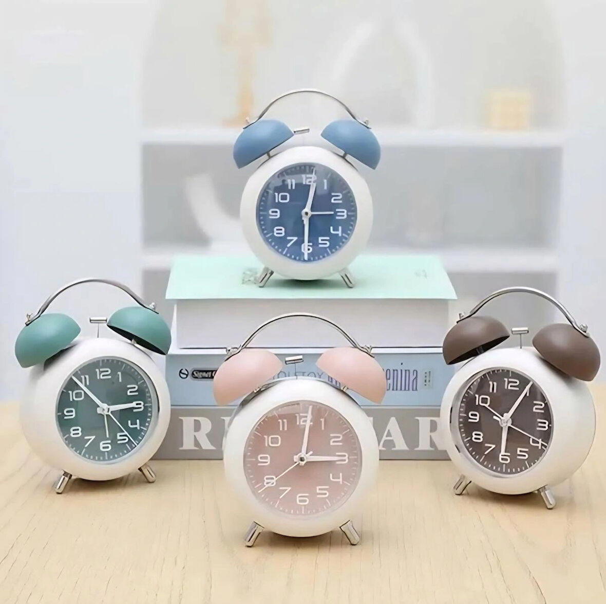 Başucu Çalar Saatler, Çift Zil Analog Masa Saati, Pille Çalışan Yüksek Alarmlı Süper Sessiz Saat