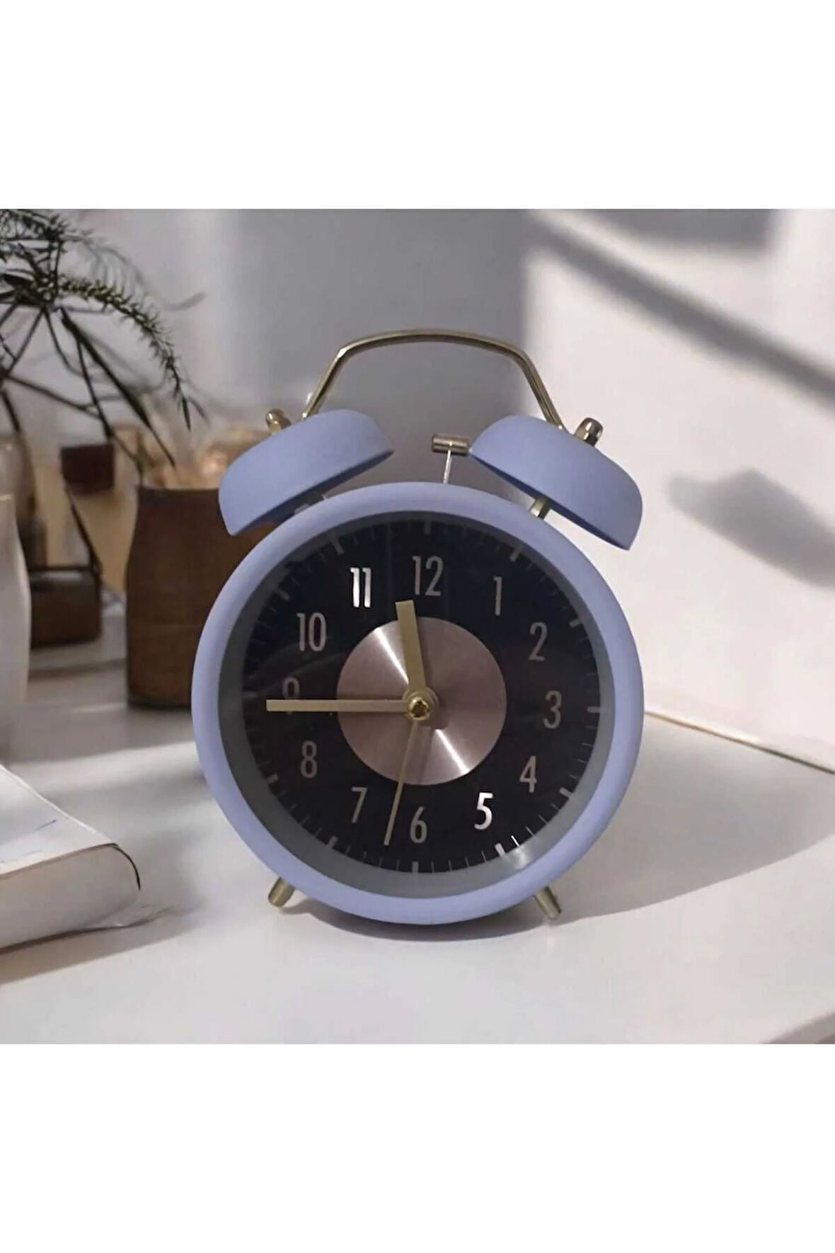 Retro Yüksek Sesli Çift Çanlı Çalar Saat, Büyük Kadranlı, Analog Alarmlı Masa Saati