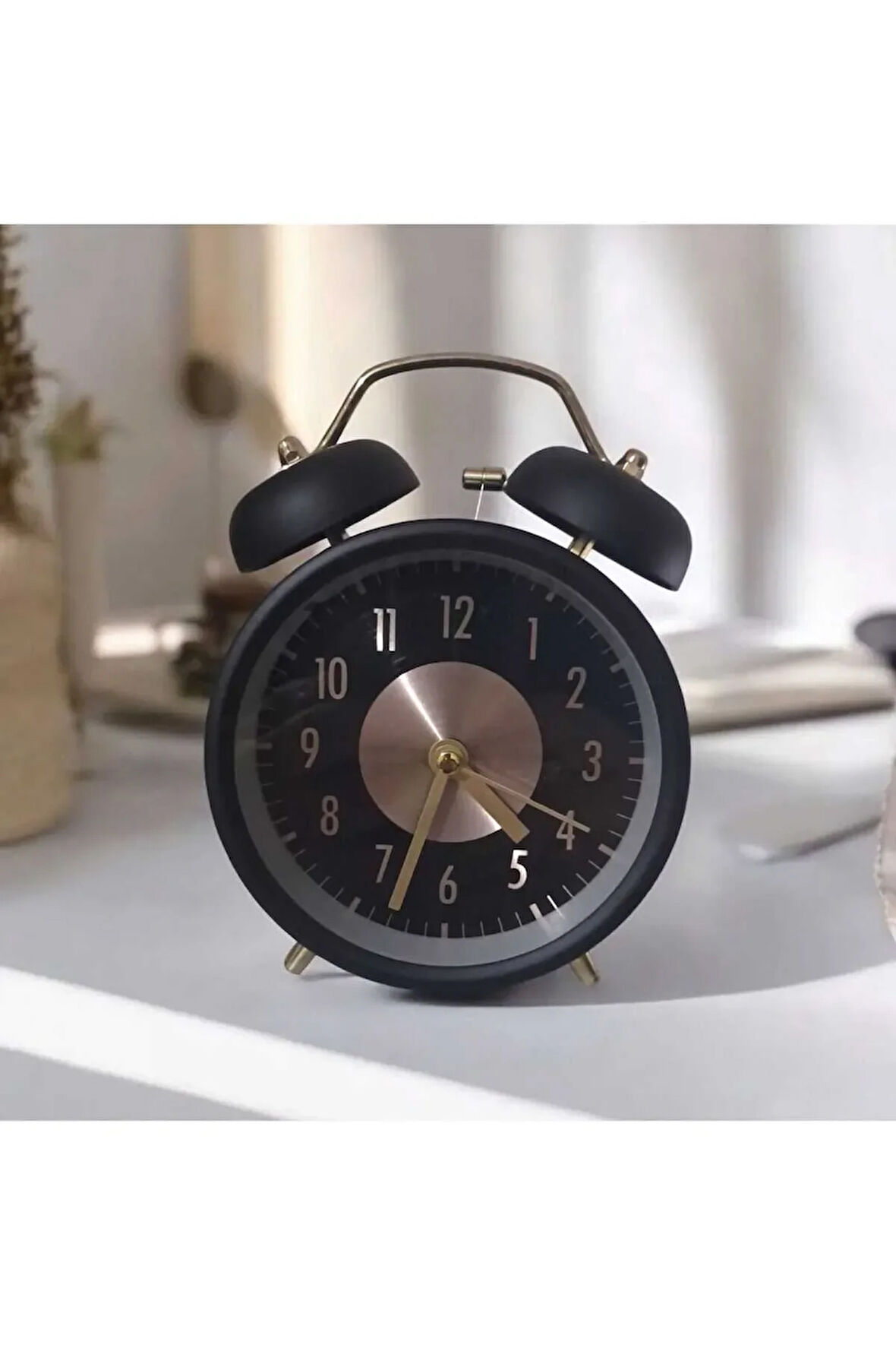 Retro Yüksek Sesli Çift Çanlı Çalar Saat, Büyük Kadranlı, Analog Alarmlı Masa Saati