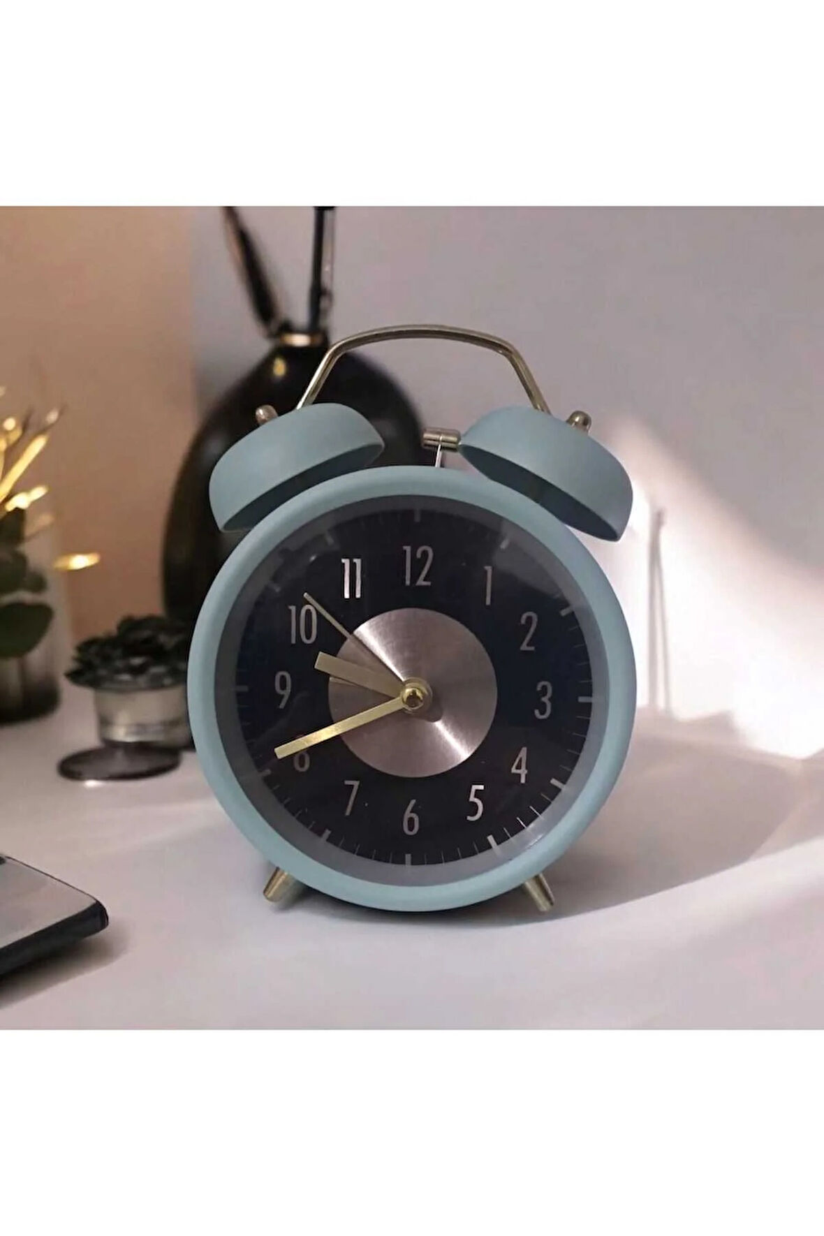 Retro Yüksek Sesli Çift Çanlı Çalar Saat, Büyük Kadranlı, Analog Alarmlı Masa Saati