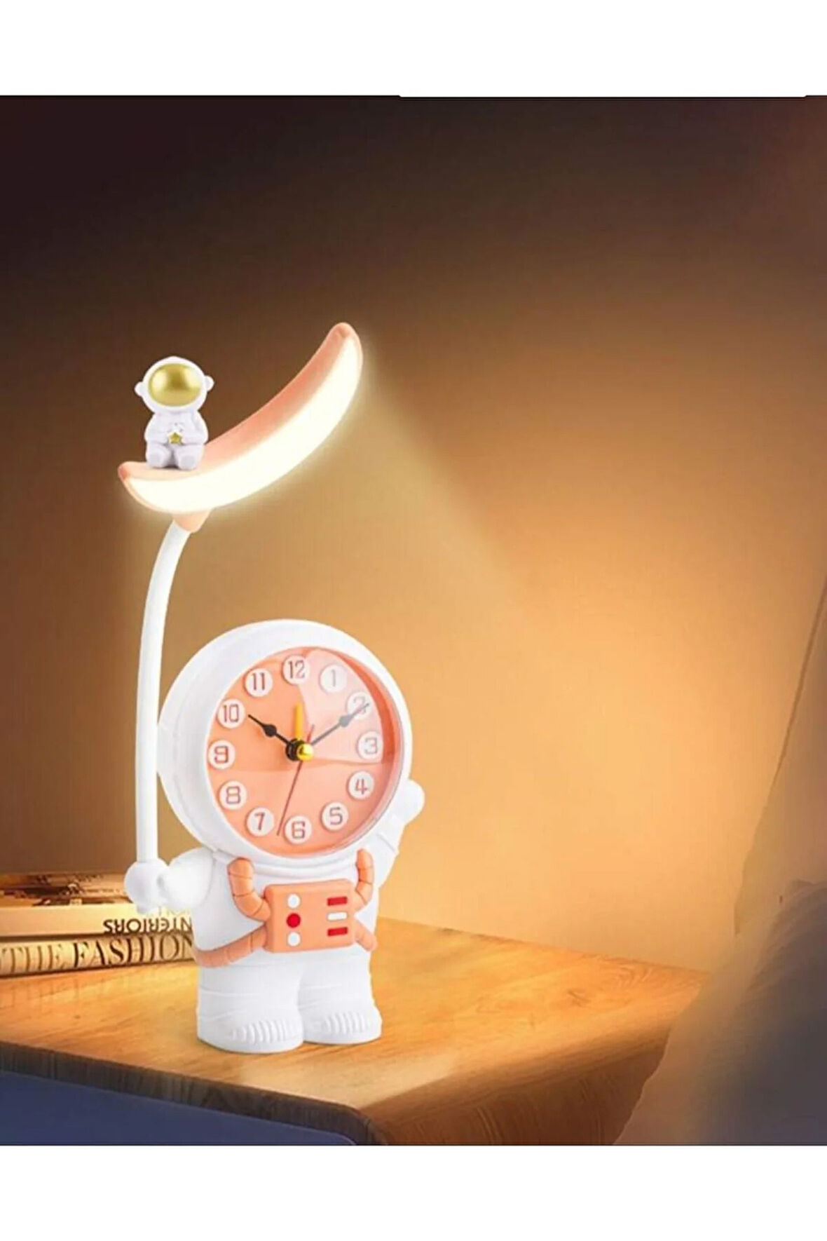 3'ü 1 Arada Lamba + Saat + Alarm Astronot Ay Masası
