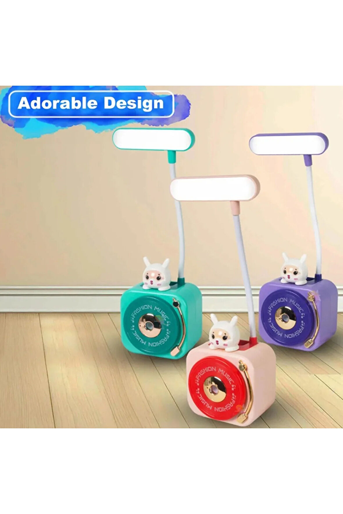 Mini Masa Lambası Dj Karakterli Sevimli Kalemtraşlı & Kalemlikli Şarjlı