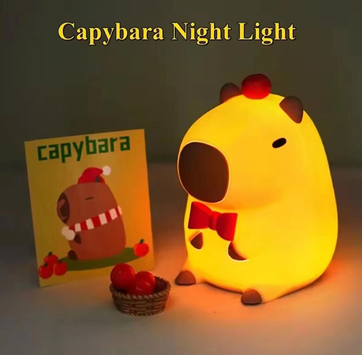 Sevimli Karikatür Kapibara Gece Lambası Silikon Hayvan Lamba USB Şarj Edilebilir Dokunmatik Gece Lambası 
