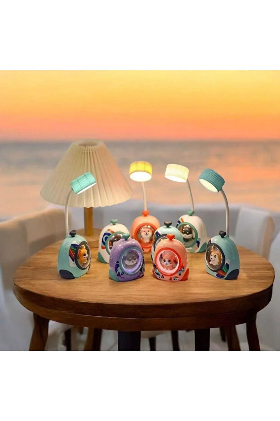 Çok Renkli Sevimli Hayvan Kabinli Çocuk Masa& Gece Lambası RGB LED Esnek Başlıklı Gece Lambası