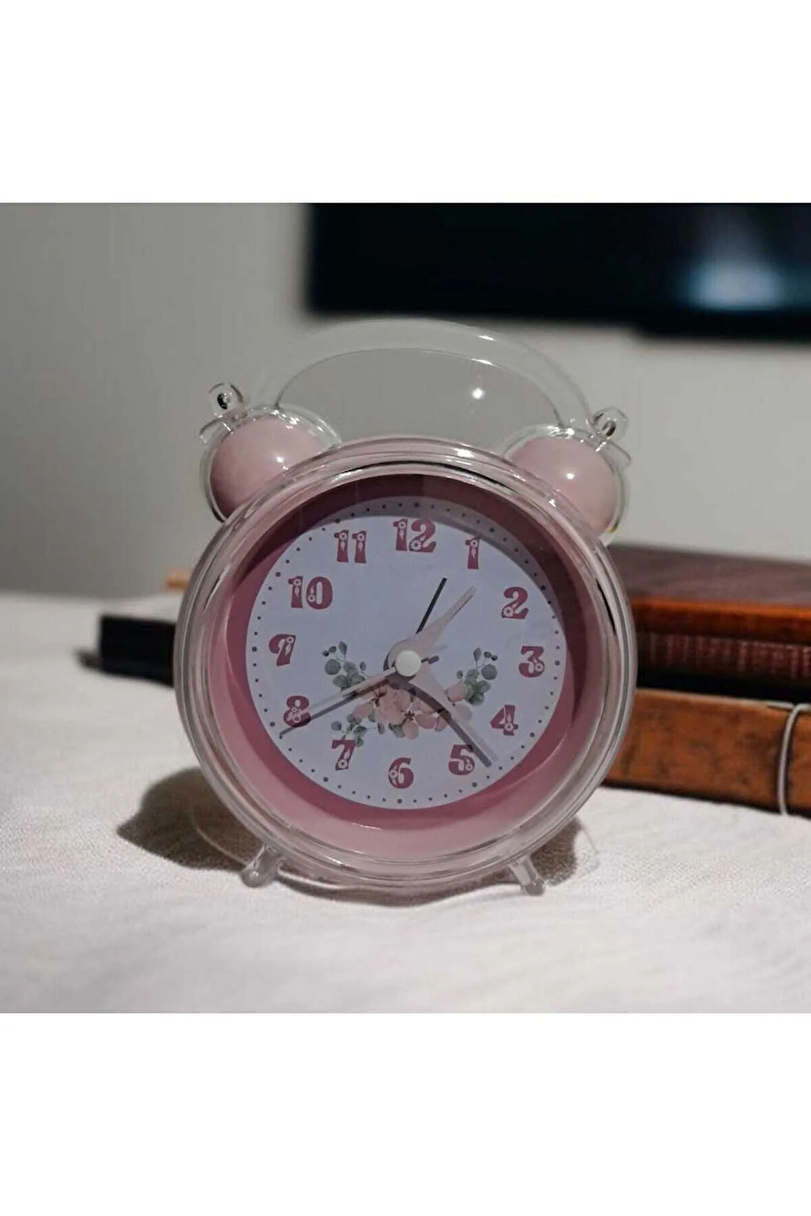 Sevimli Çalar Saat, Çiçek Modelli Kristal Tasarımlı, Rahat Arka Ayarı, Net Ve Yüksek Sesli Alarm