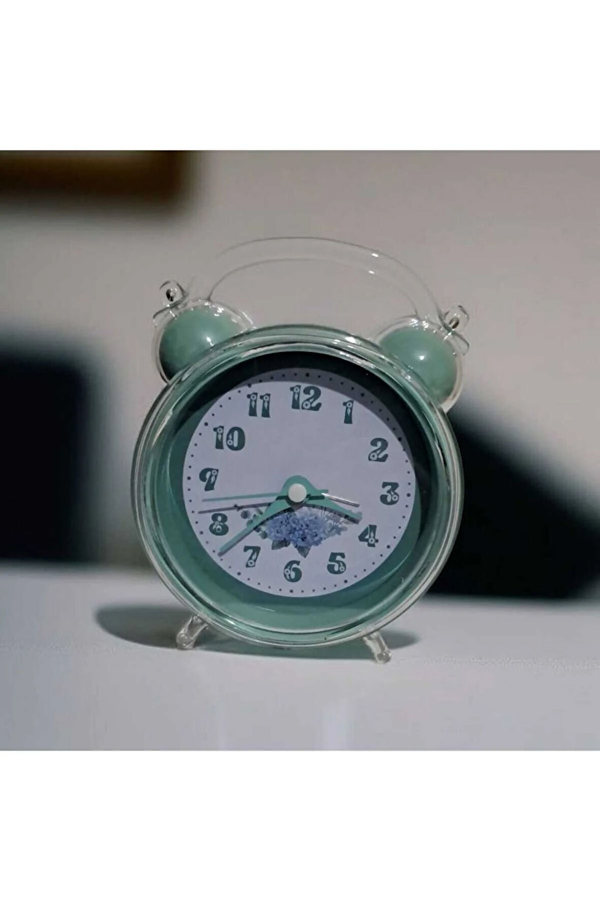 Sevimli Çalar Saat, Çiçek Modelli Kristal Tasarımlı, Rahat Arka Ayarı, Net Ve Yüksek Sesli Alarm