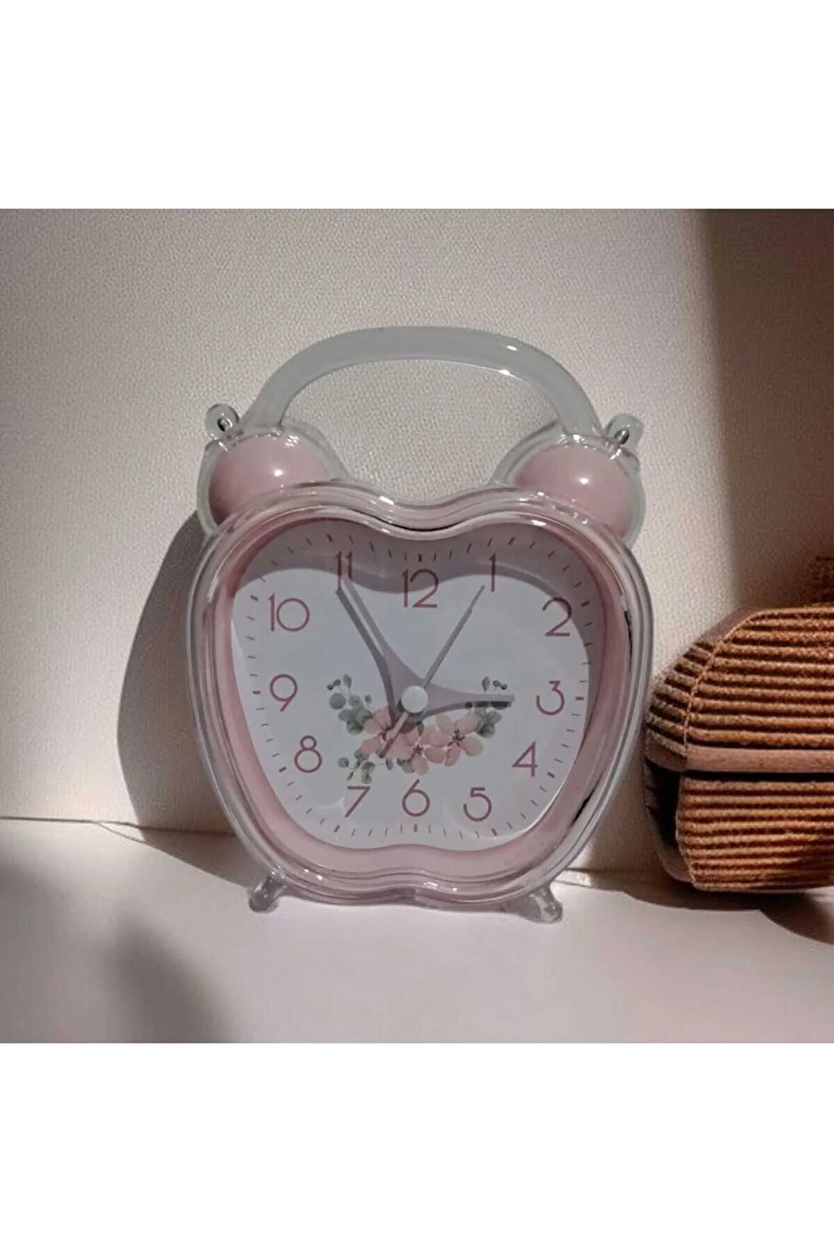 Ev Dekoru Için Sevimli Çalar Saat, Alarm Seçenekli, Kalpli Tasarım, Net Ve Sesli Alarmlı(PEMBE)