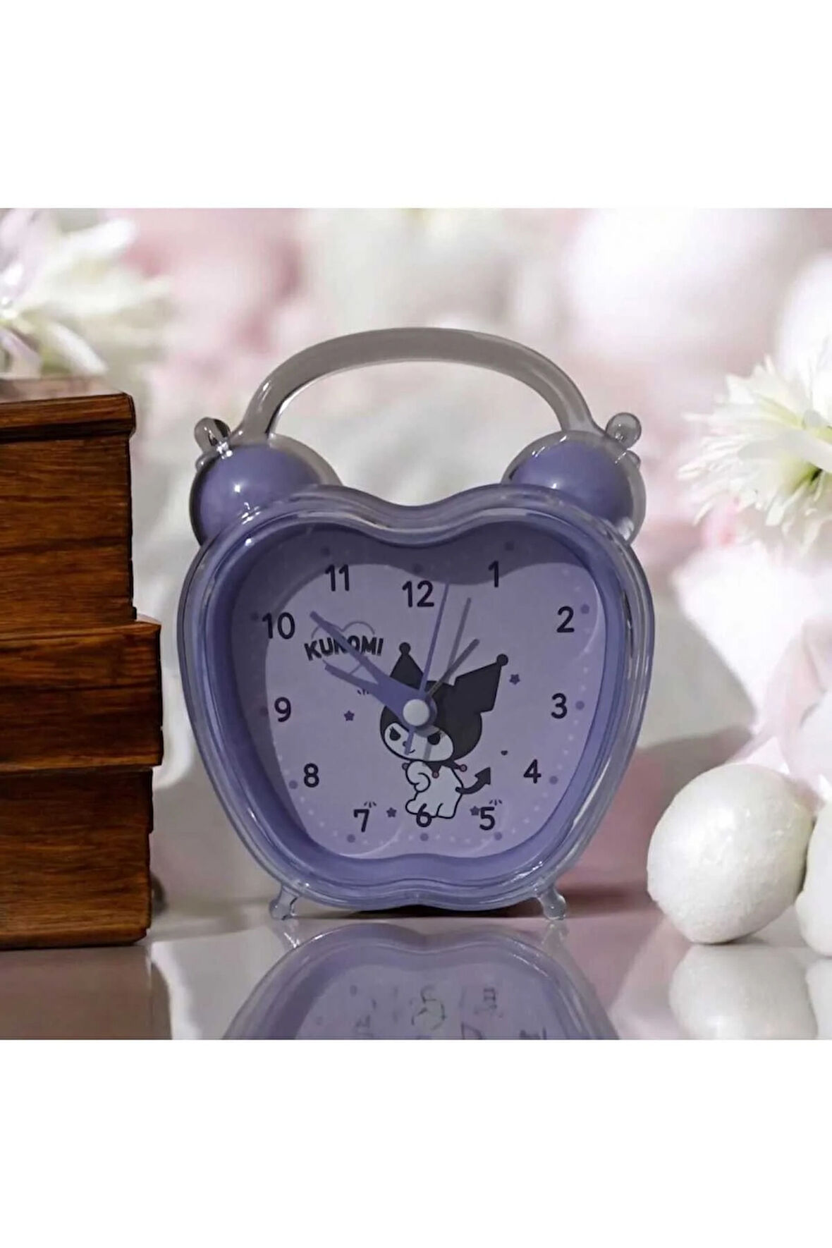 Kristal Elma Tasarımlı Alarm Saati, Sevimli, Karakterli, Şeffaf Kristal Saat(MOR)