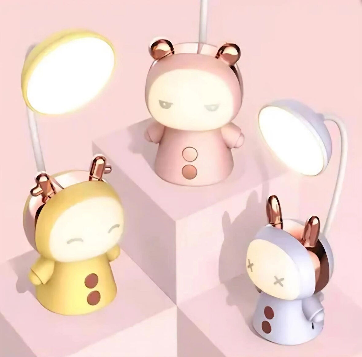 Masa Lambası, Yumuşak Aydınlatma, Yatak Odası İçin USB Şarj Edilebilir Sevimli Gece Lambası