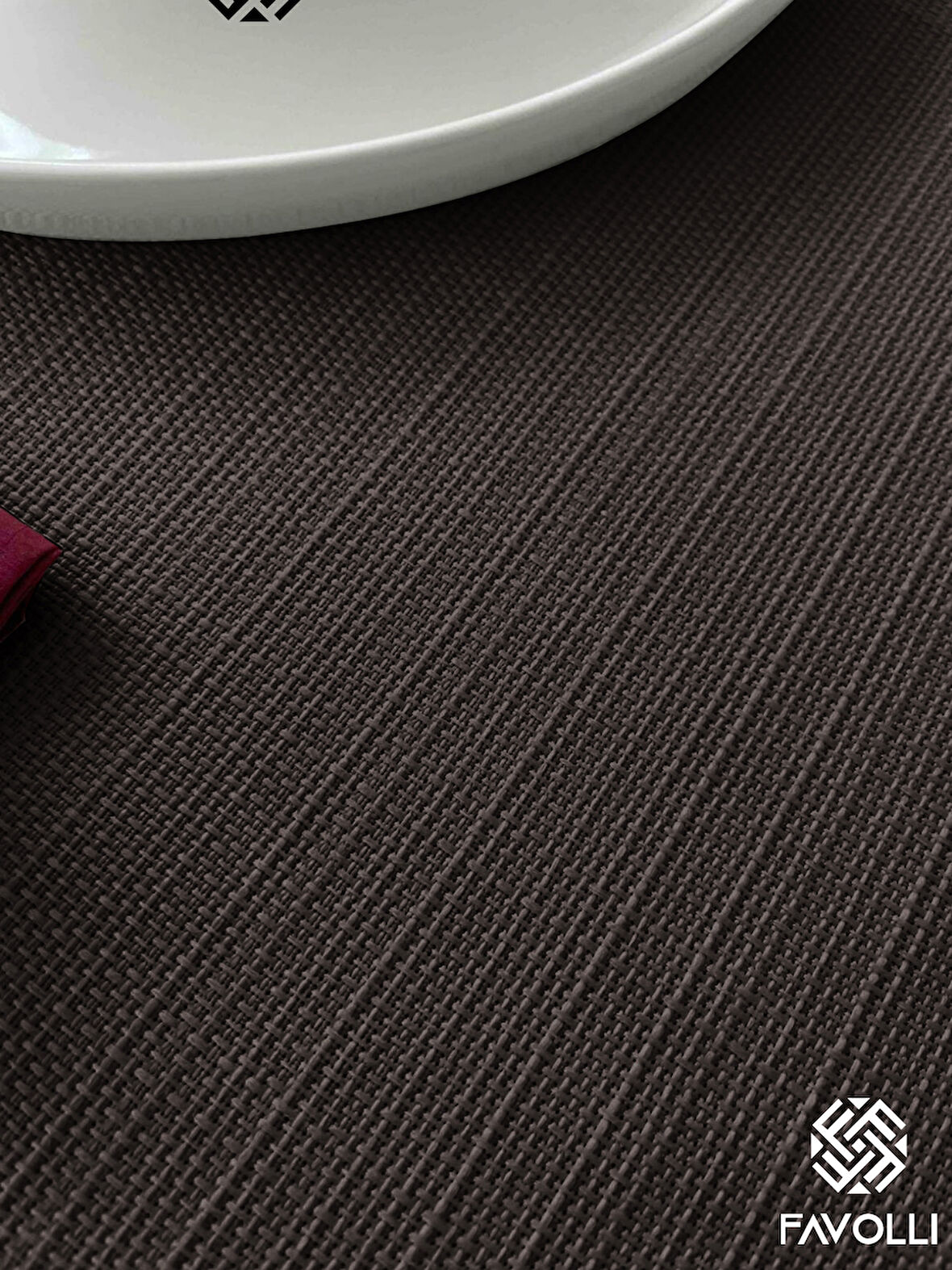 FAVOLLİ Keten Dokulu Antrasit Masa Örtüsü Dertsiz