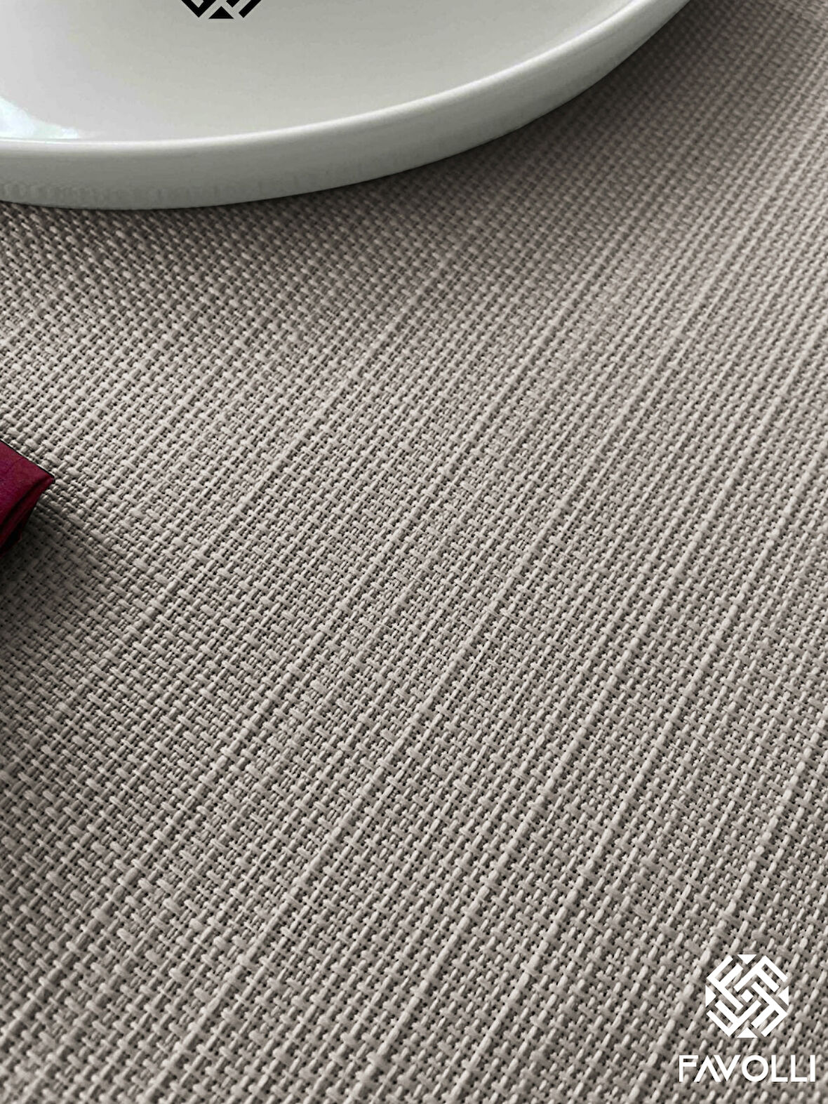 FAVOLLİ Keten Dokulu Açık Gri Masa Örtüsü Dertsiz
