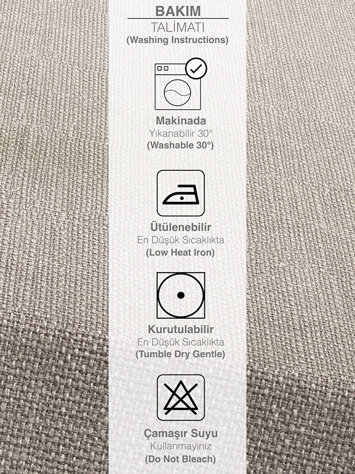 PERLE Taş Rengi Keten Dokulu Masa Örtüsü