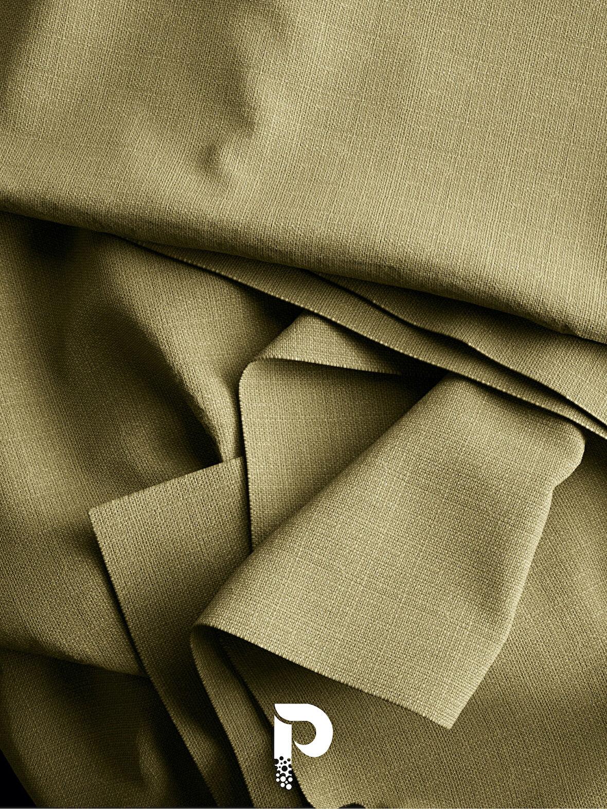 PERLE Yağ Yeşili Keten Dokulu Masa Örtüsü