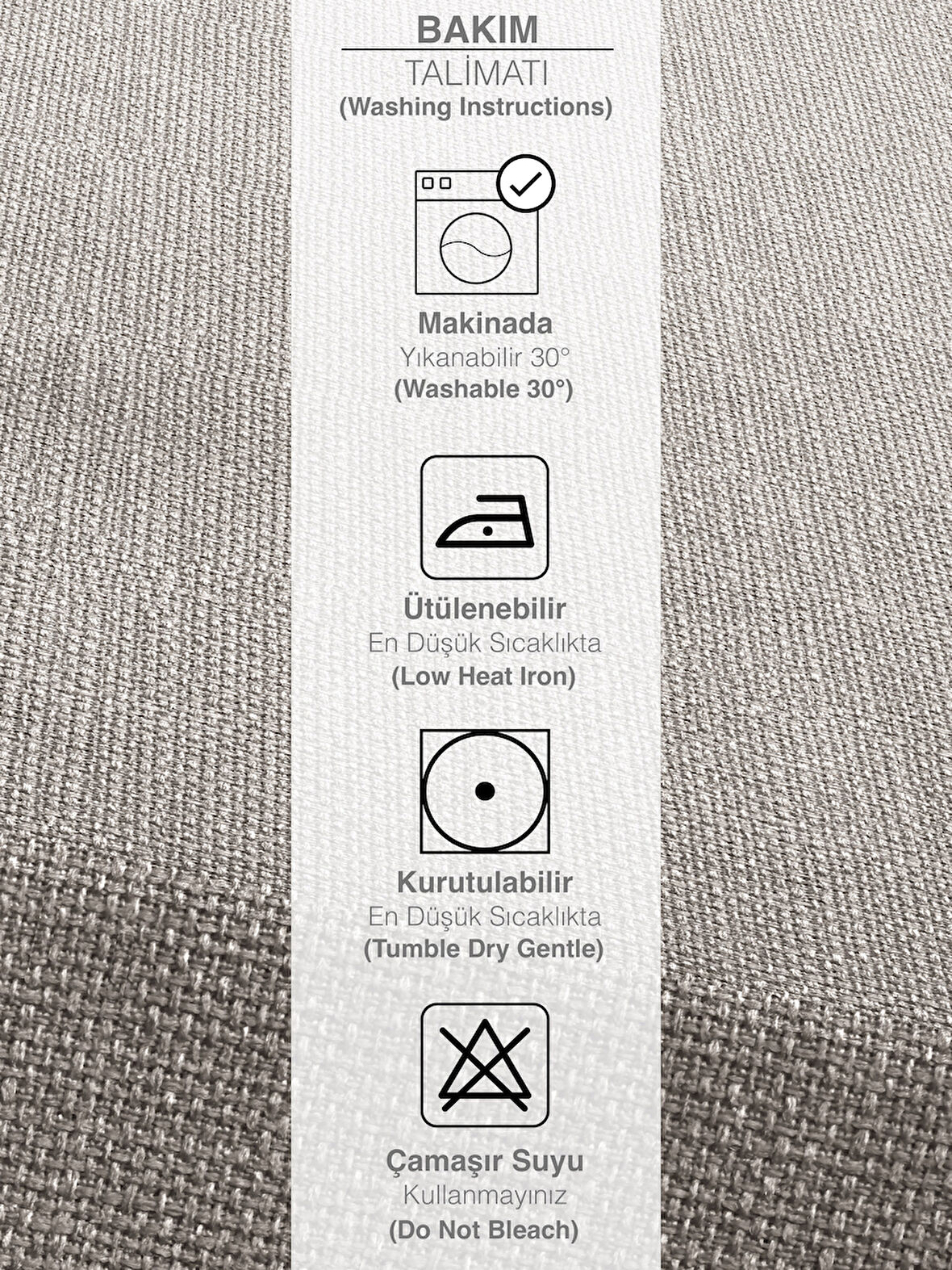 PERLE Açık Gri Keten Dokulu Masa Örtüsü