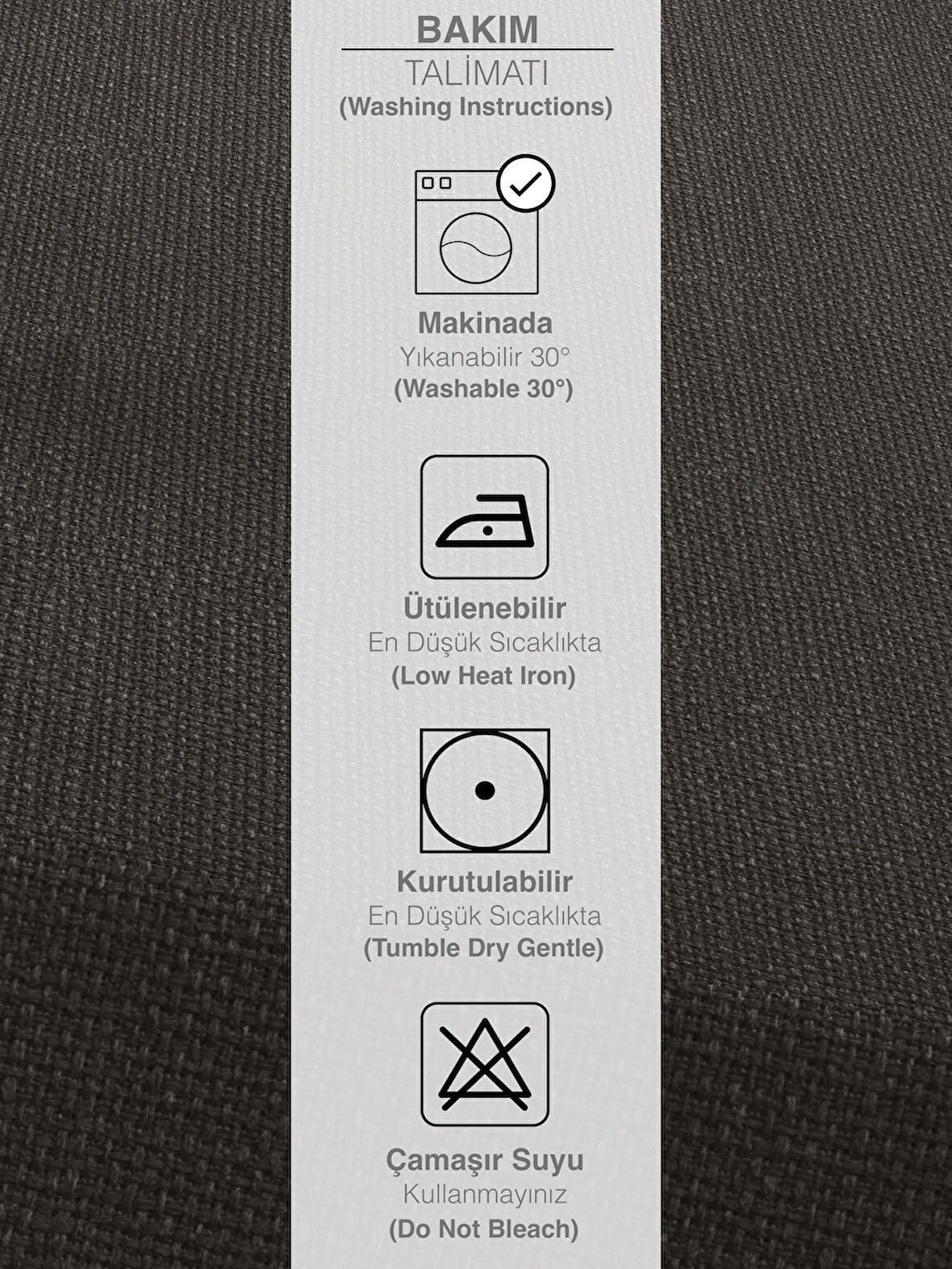 PERLE Antrasit Renk Keten Dokulu Masa Örtüsü