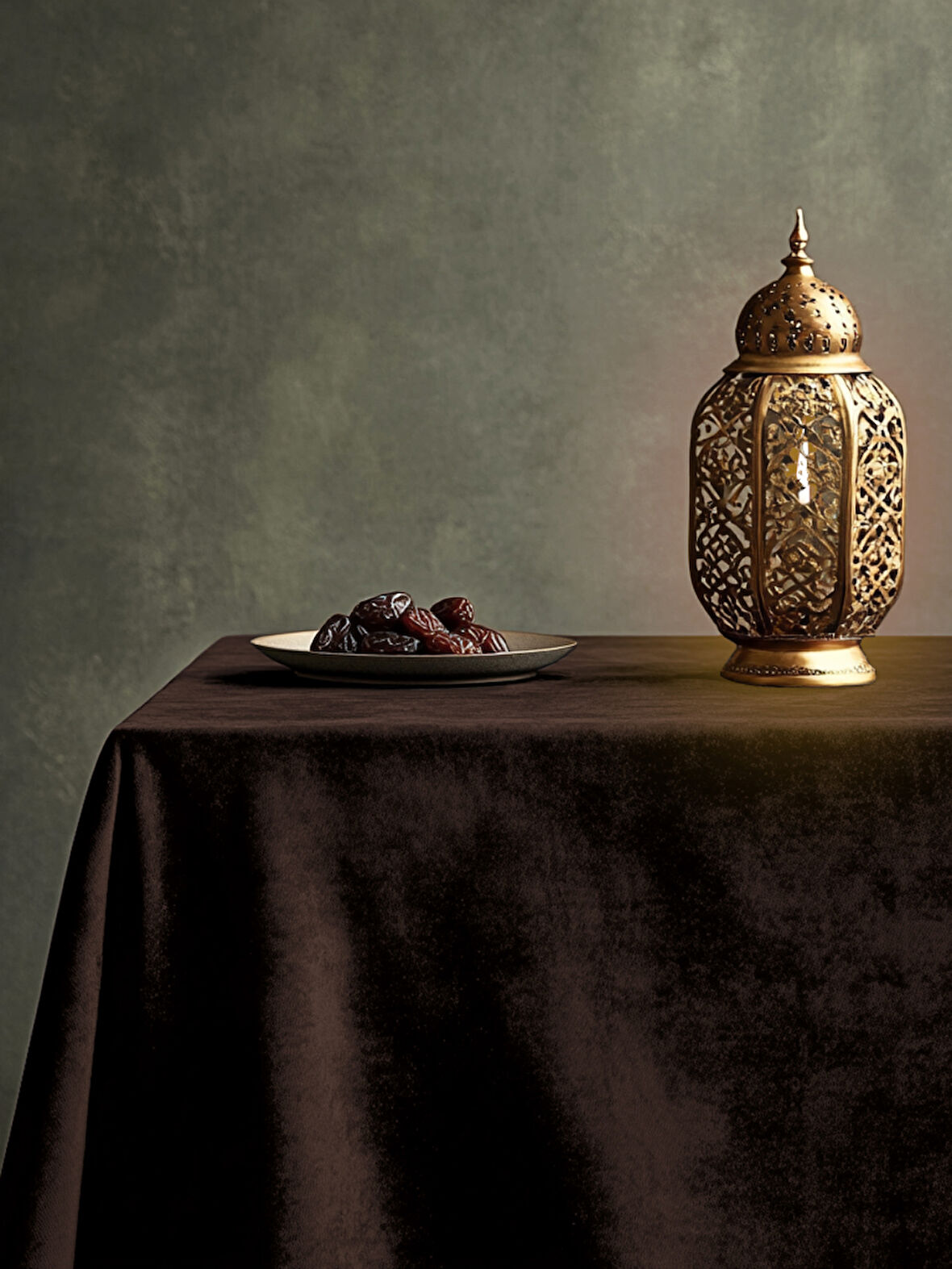 Perle Daily Series Kadife Dokulu Kahverengi Masa Örtüsü