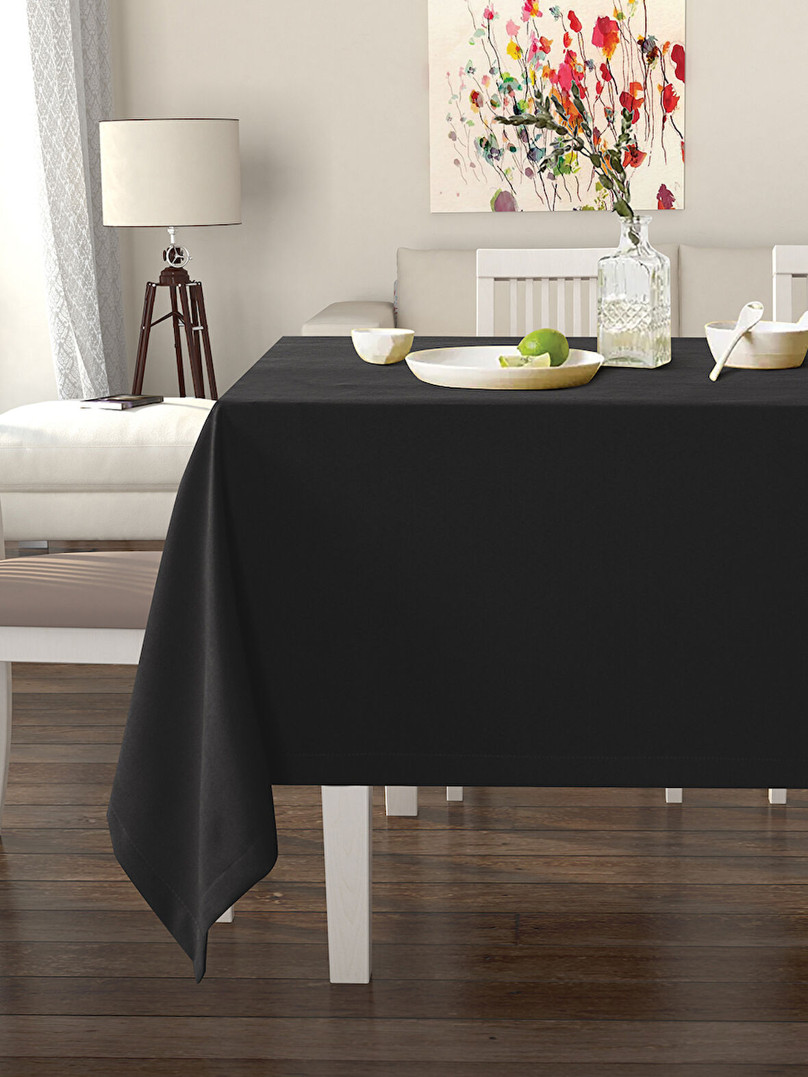 Pastel Çakıl Rengi Masa Örtüsü Kadife Dokulu Leke Tutmaz