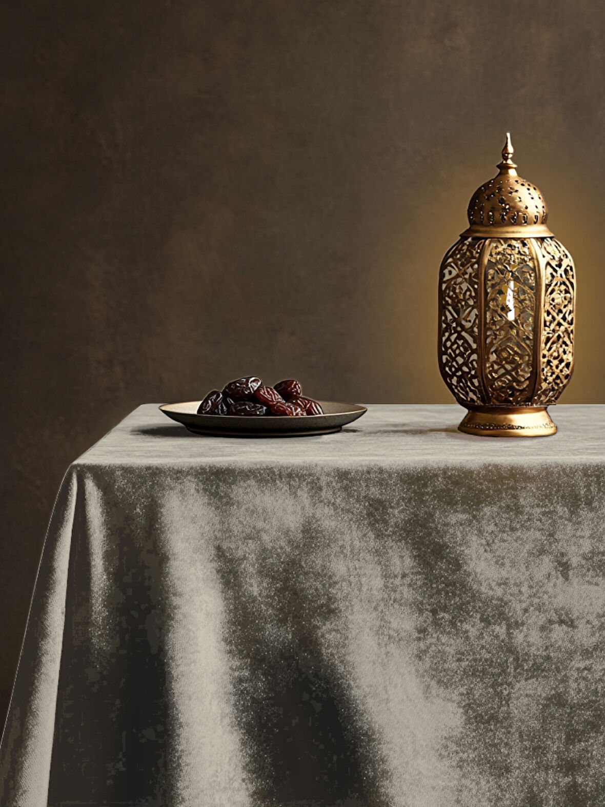 Perle Daily Series Kadife Dokulu Keten Rengi Masa Örtüsü