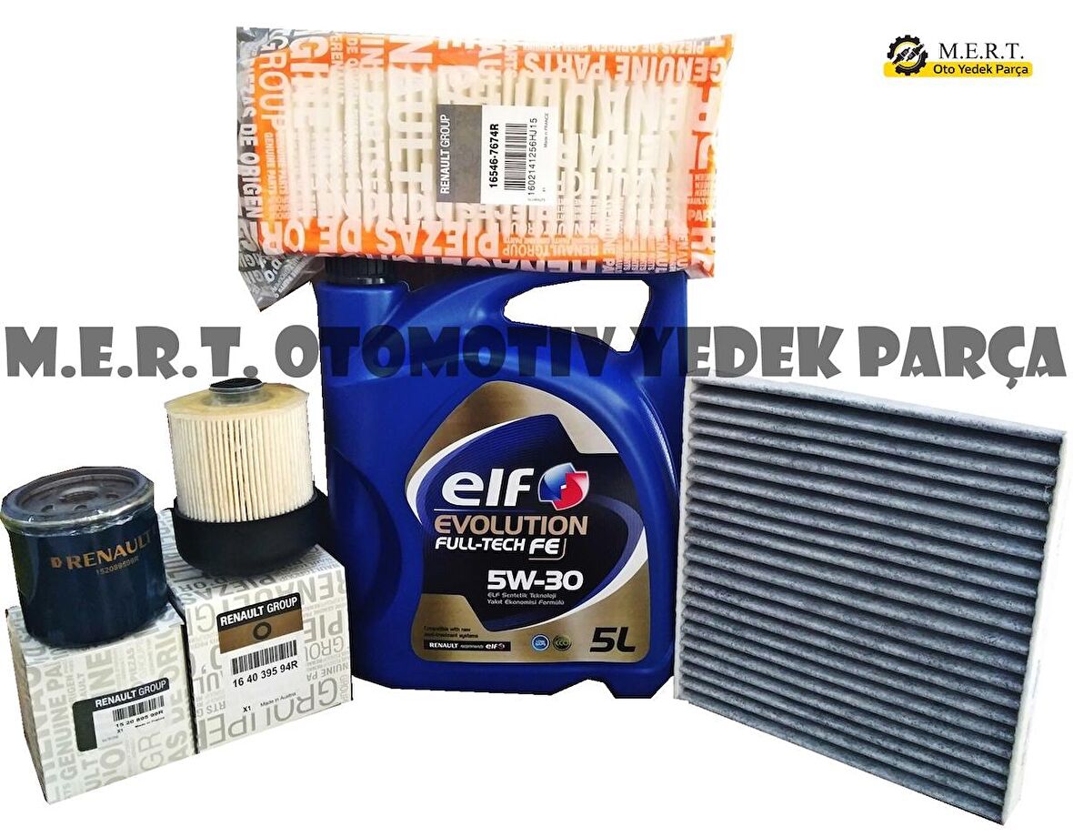Dacia Lodgy 1.5 Dci Yağ Bakım Filtre Seti + Elf Fulltech 5W30