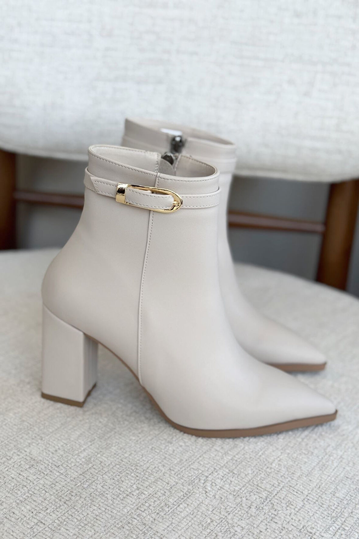 Kadın London Kalın Topuklu Tokalı Bot -