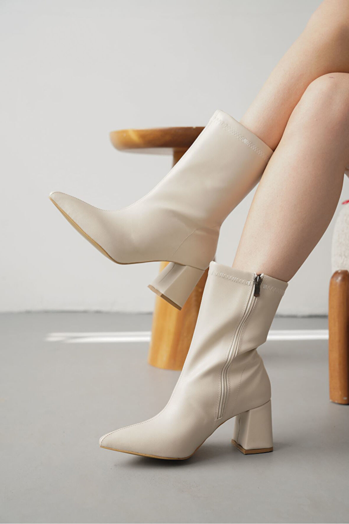 Kadın Joster Topuklu Bot - Ten Deri