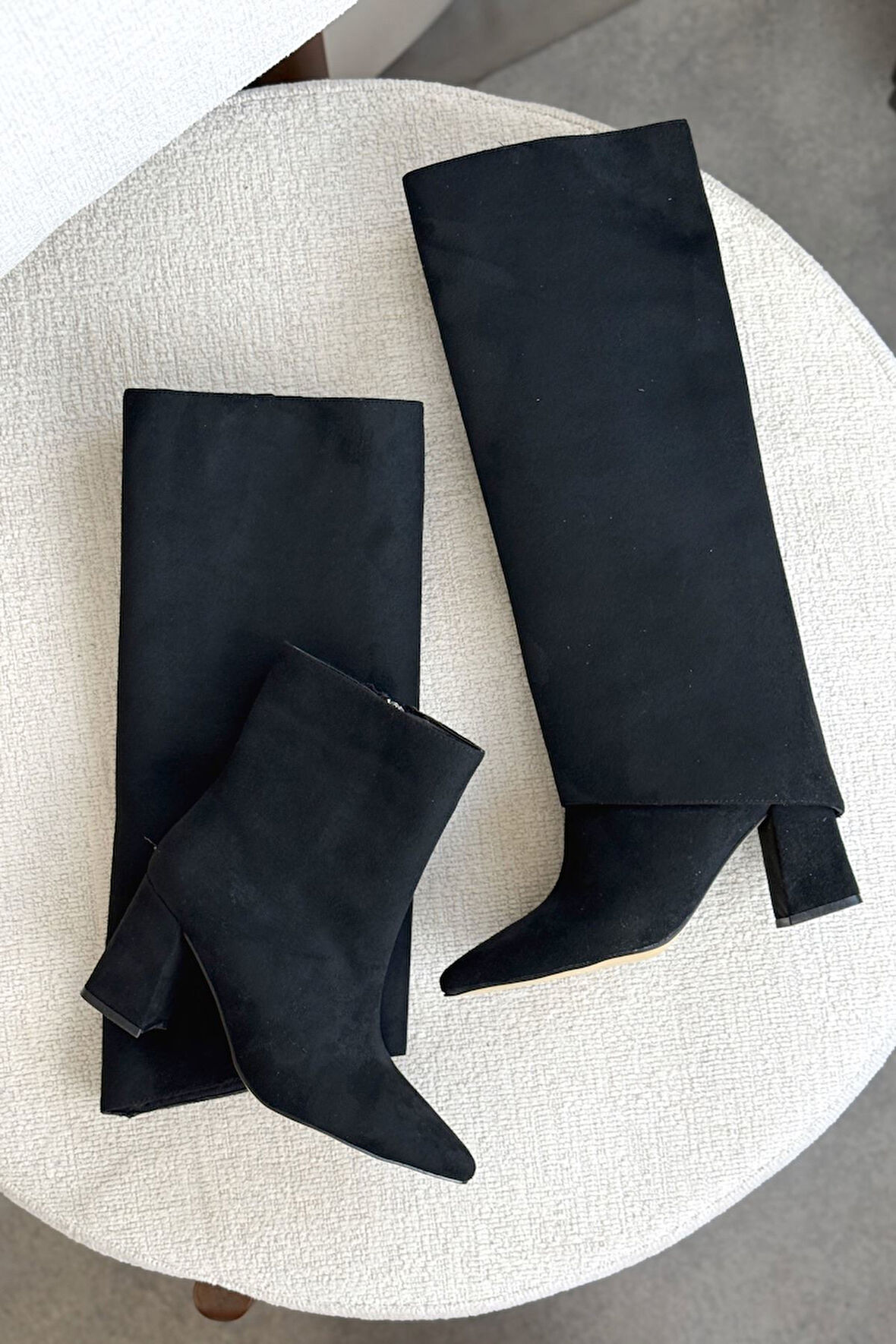 Kadın Wanda Tak Çıkar Çizme - Siyah Süet