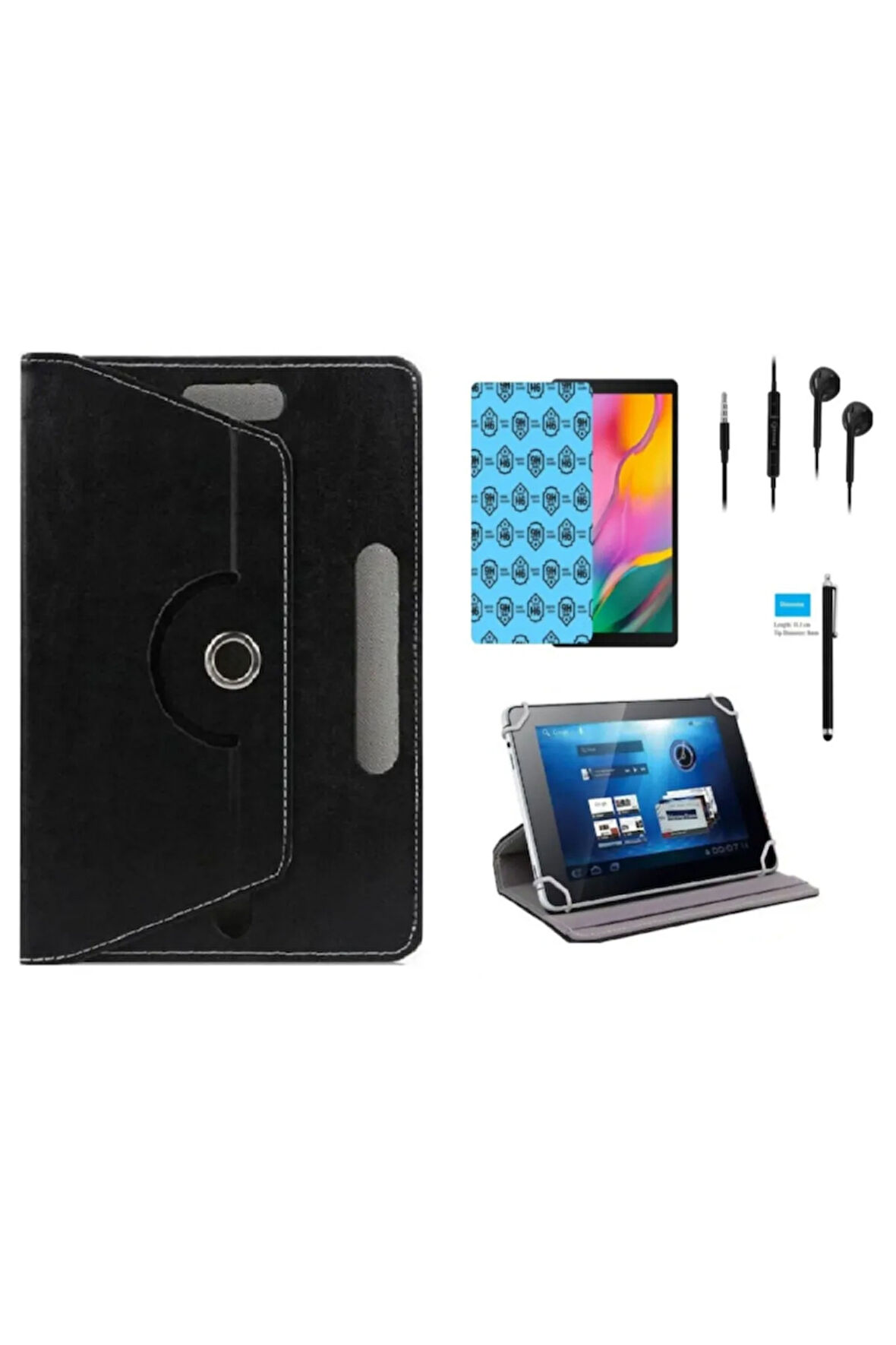 Hometech Alfa 10lm 10.1" Uyumlu Tablet Kılıfı 4 Lü Set Kılıf+ekran Koruma+kalem+kulaklık